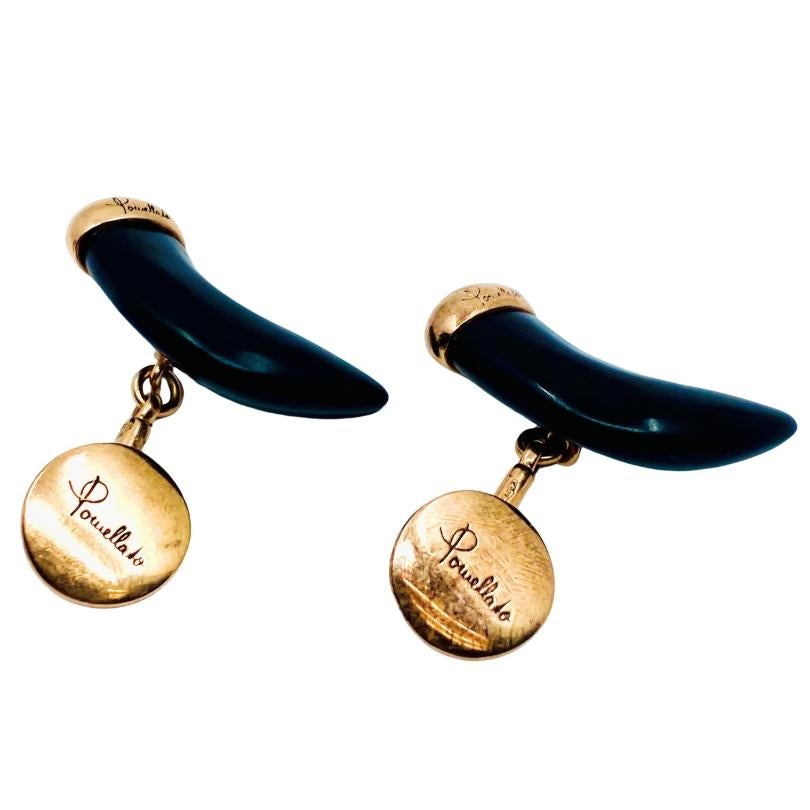 Pomellato Jet Horn Rose Gold Cufflinks In Good Condition For Sale In Beverly Hills, CA
