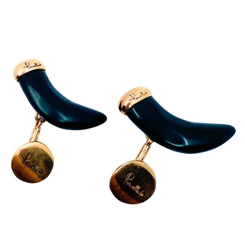 Women's or Men's Pomellato Jet Horn Rose Gold Cufflinks For Sale