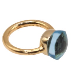 Pomellato K18 Yellow Gold Blue Topaz Cabochon Ring