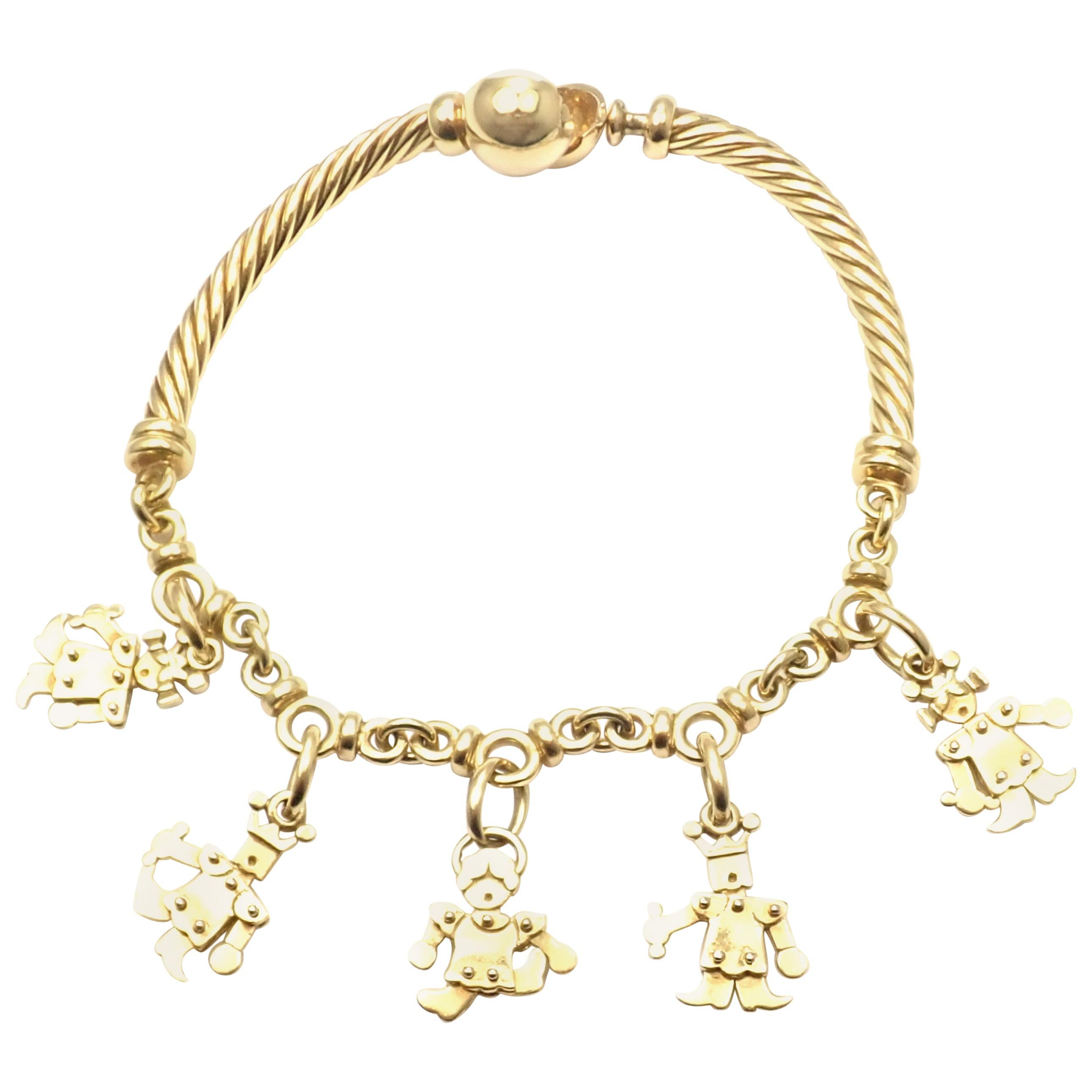 Pomellato King and Queen Yellow Gold Charm Bangle Bracelet