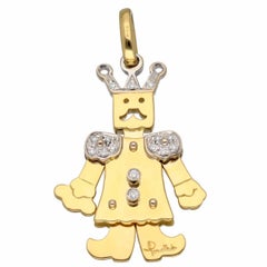 Pomellato King Diamonds Pendant charm 750 18K Yellow and White Gold