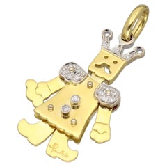 Pomellato King Diamonds Pendant charm 750 18K Yellow and White Gold
