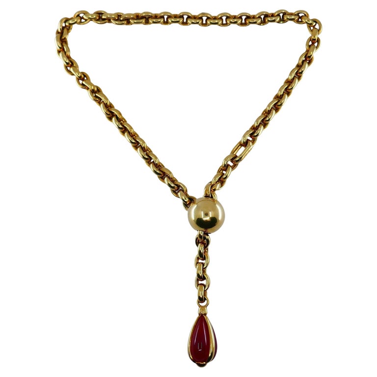 Pomellato lariat necklace in carnelian and gold, 2000s