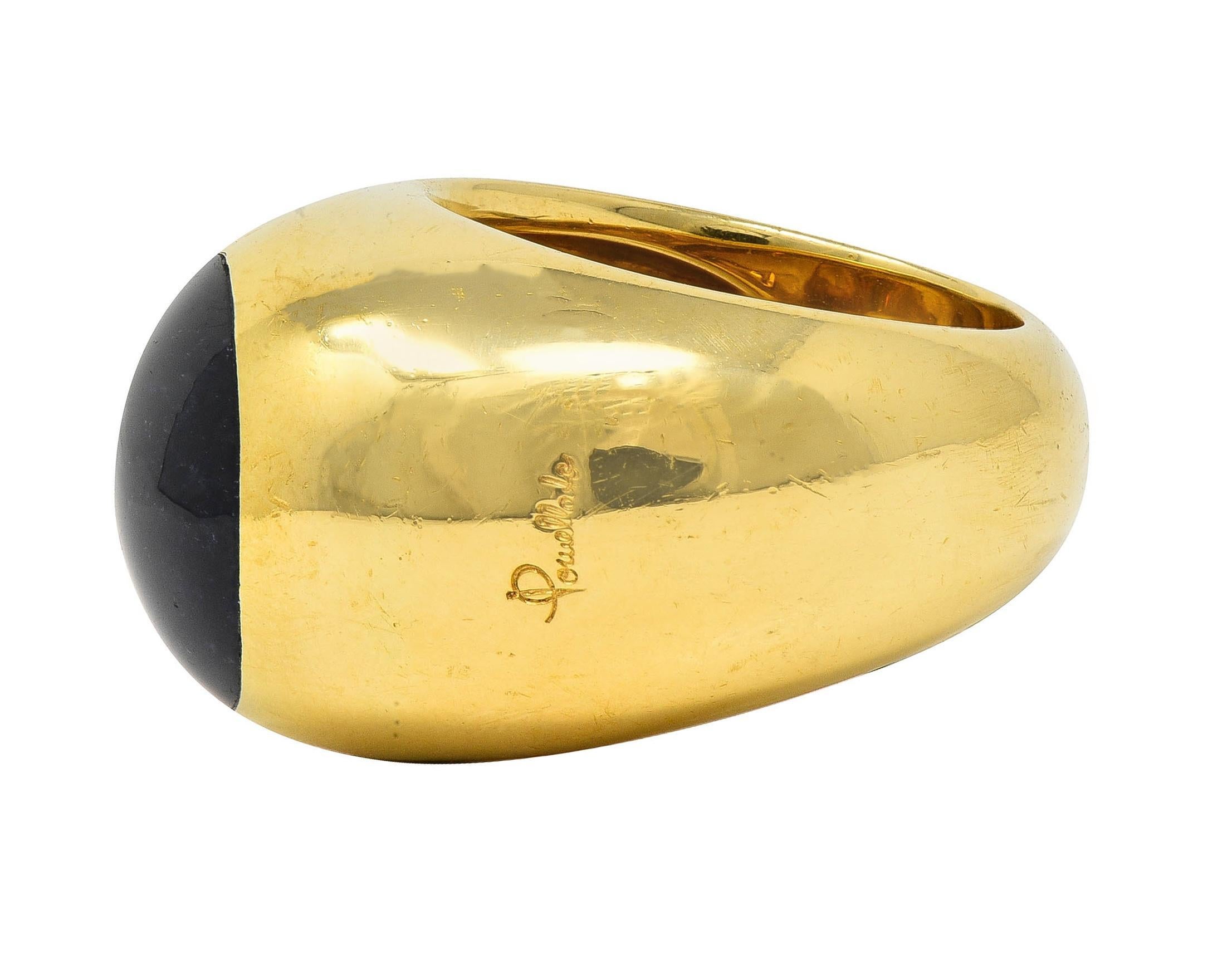 Pomellato London Blue Topaz Cabochon 18 Karat Gold Vintage Goccia Band Ring 4