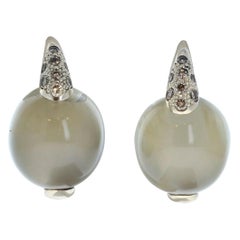 Pomellato Luna 18k Gold Diamond Moonstone Earrings 15.8g