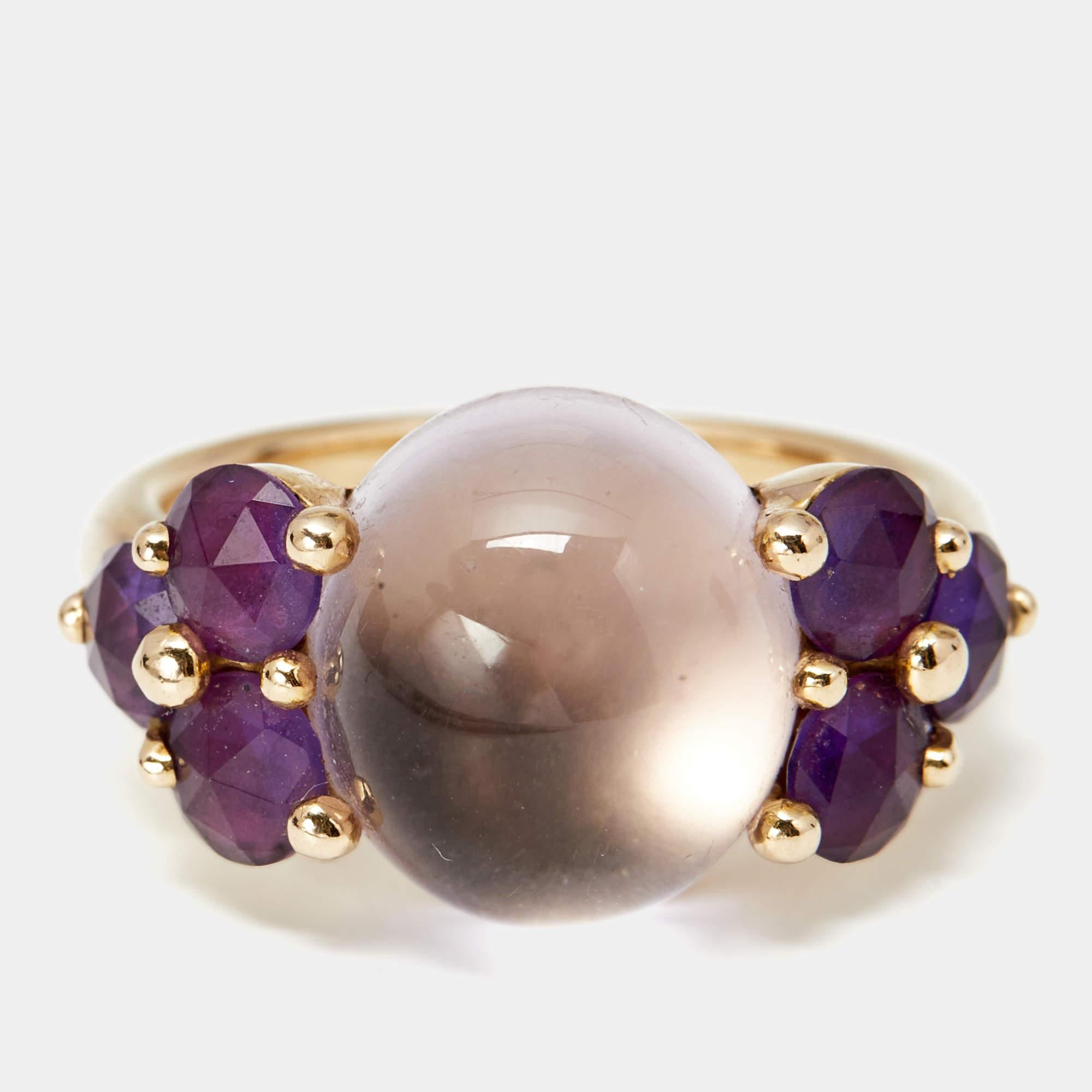 Pomellato Luna Amethyst 18K Rose Gold Ring Size 54 In Fair Condition In Dubai, Al Qouz 2