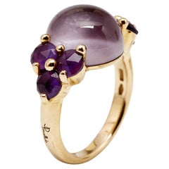 Pomellato Luna Amethyst 18K Rose Gold Ring Size 54