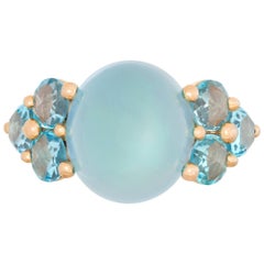 Pomellato Luna blue topaz ring in rose gold