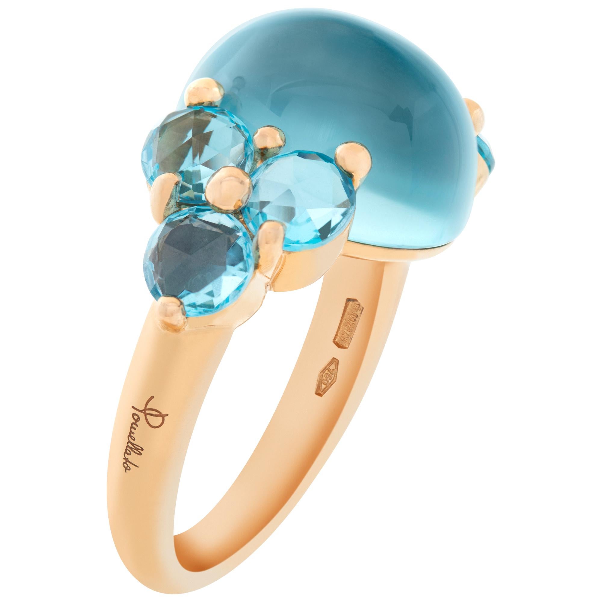 Pomellato Luna blue topaz ring in rose gold In Excellent Condition In Surfside, FL