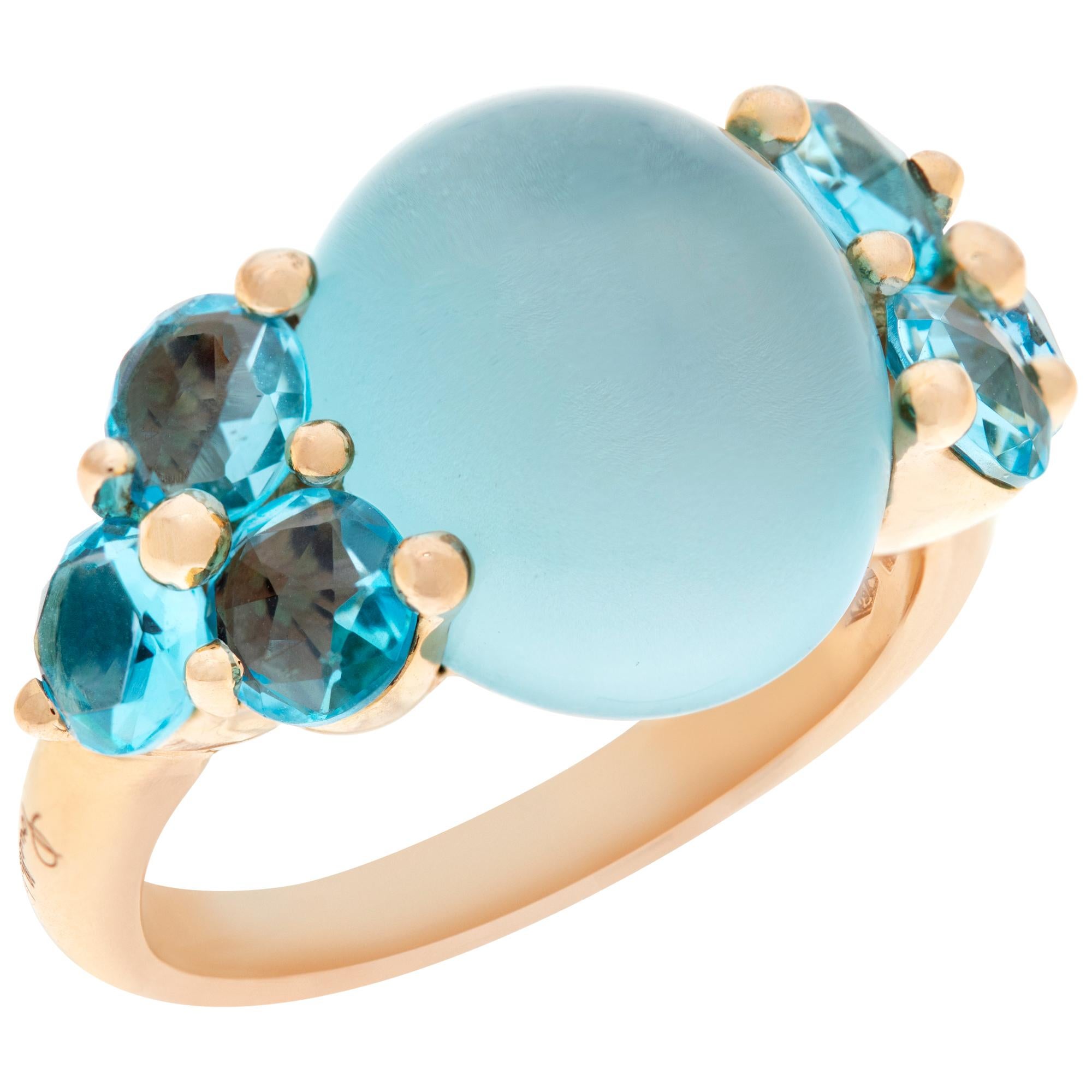 Pomellato Luna blue topaz ring in rose gold 1