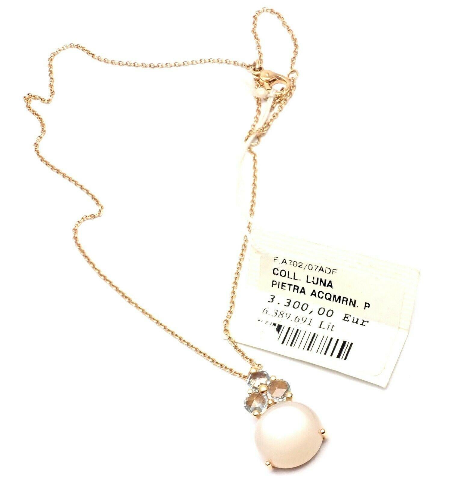 Pomellato Luna Moonstone Aquamarine Rose Gold Pendant Necklace 3