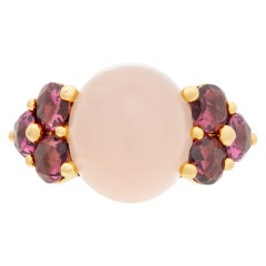 Pomellato Luna ring in rose gold w/ cabochon rose quartz and pink tourmaline