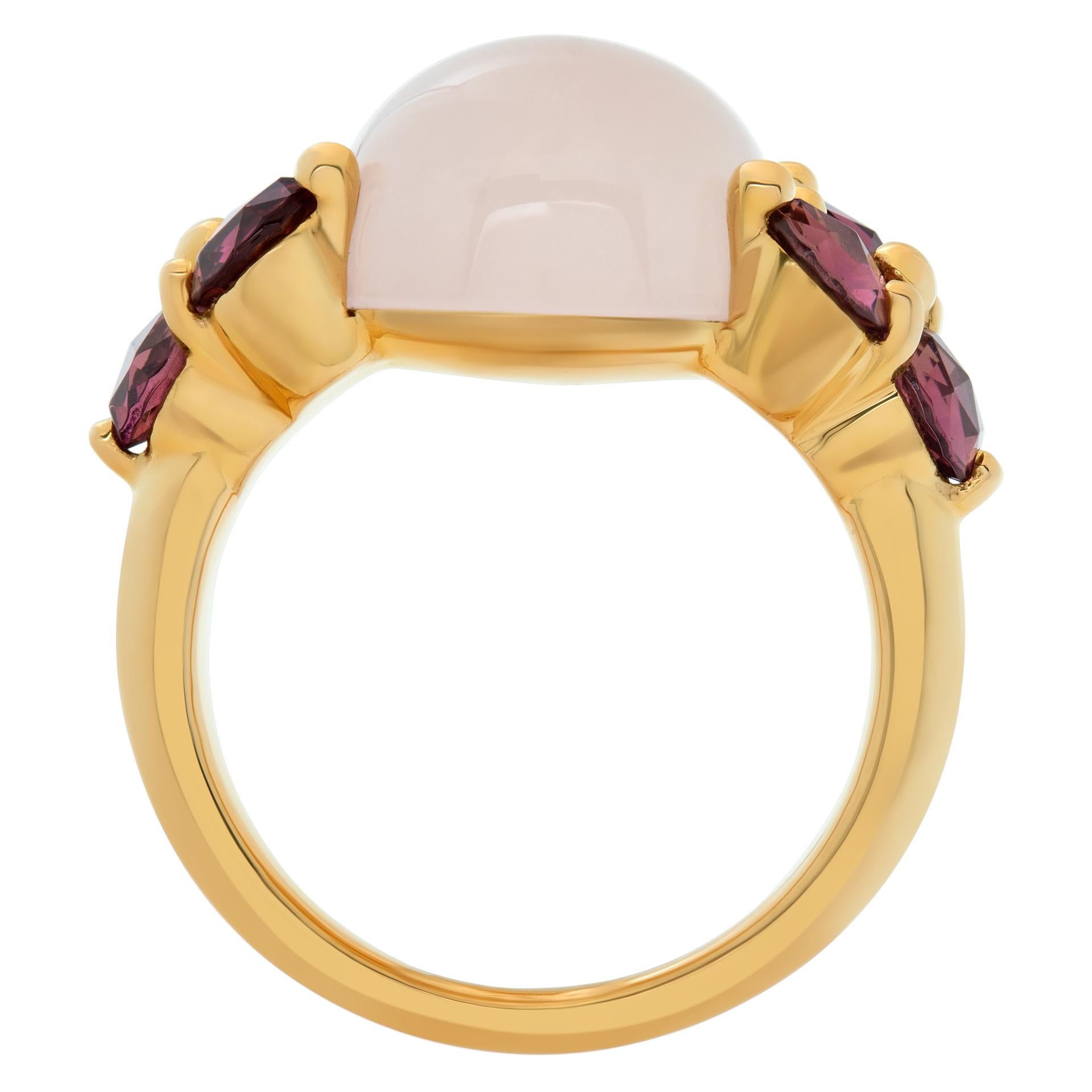 Women's Pomellato Luna ring in rose gold w/ cabochon rose quartz and pink tourmaline