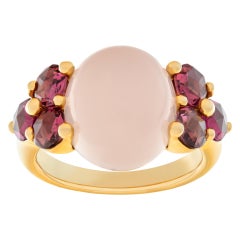 Pomellato Luna Ring aus Roségold mit Rosenquarz, Rosenquarz und rosa Turmalin im Cabochon-Schliff