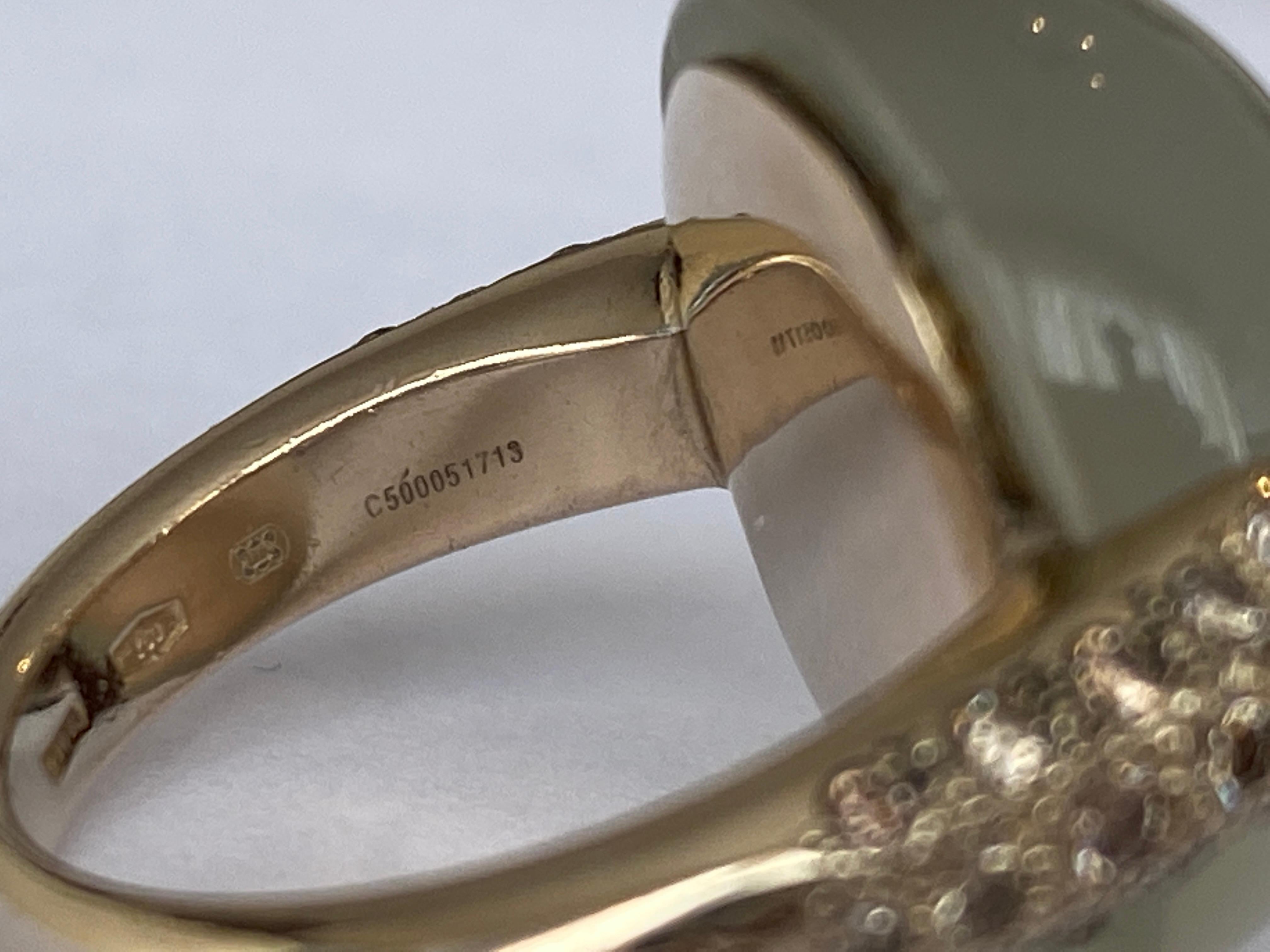 Pomellato Luna Ring aus Gelbgold mit Mondstein im Cabochon-Schliff und cognacfarbenen Diamanten im Angebot 5