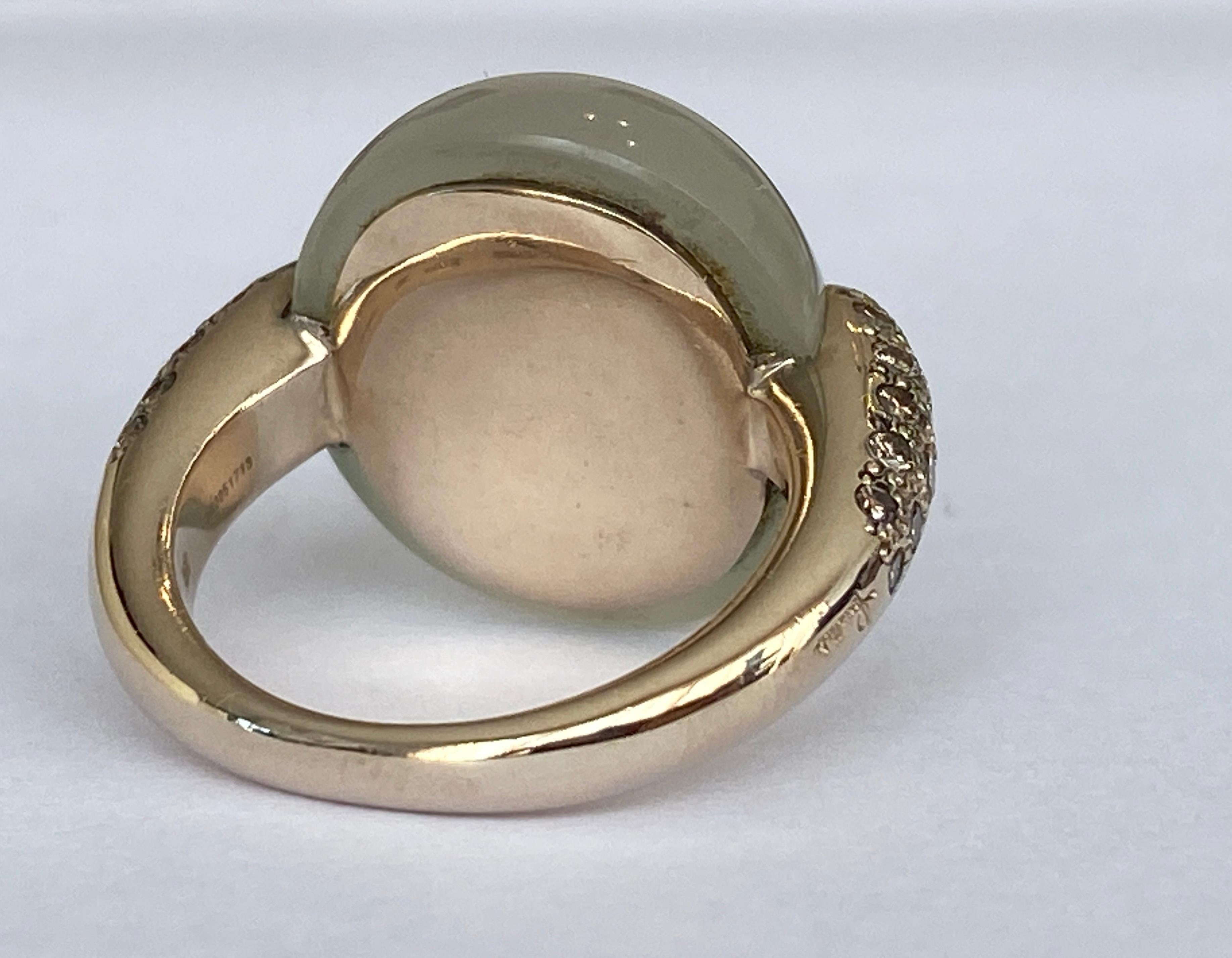 Pomellato Luna Ring aus Gelbgold mit Mondstein im Cabochon-Schliff und cognacfarbenen Diamanten im Angebot 2