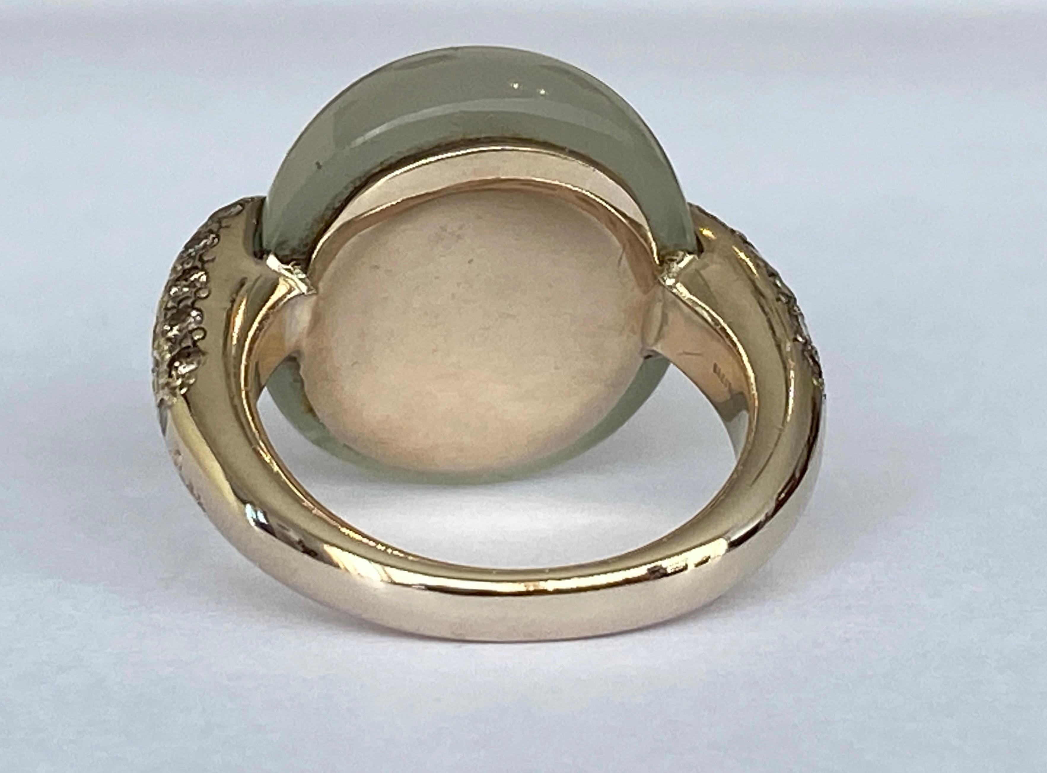 Pomellato Luna Ring aus Gelbgold mit Mondstein im Cabochon-Schliff und cognacfarbenen Diamanten im Angebot 3