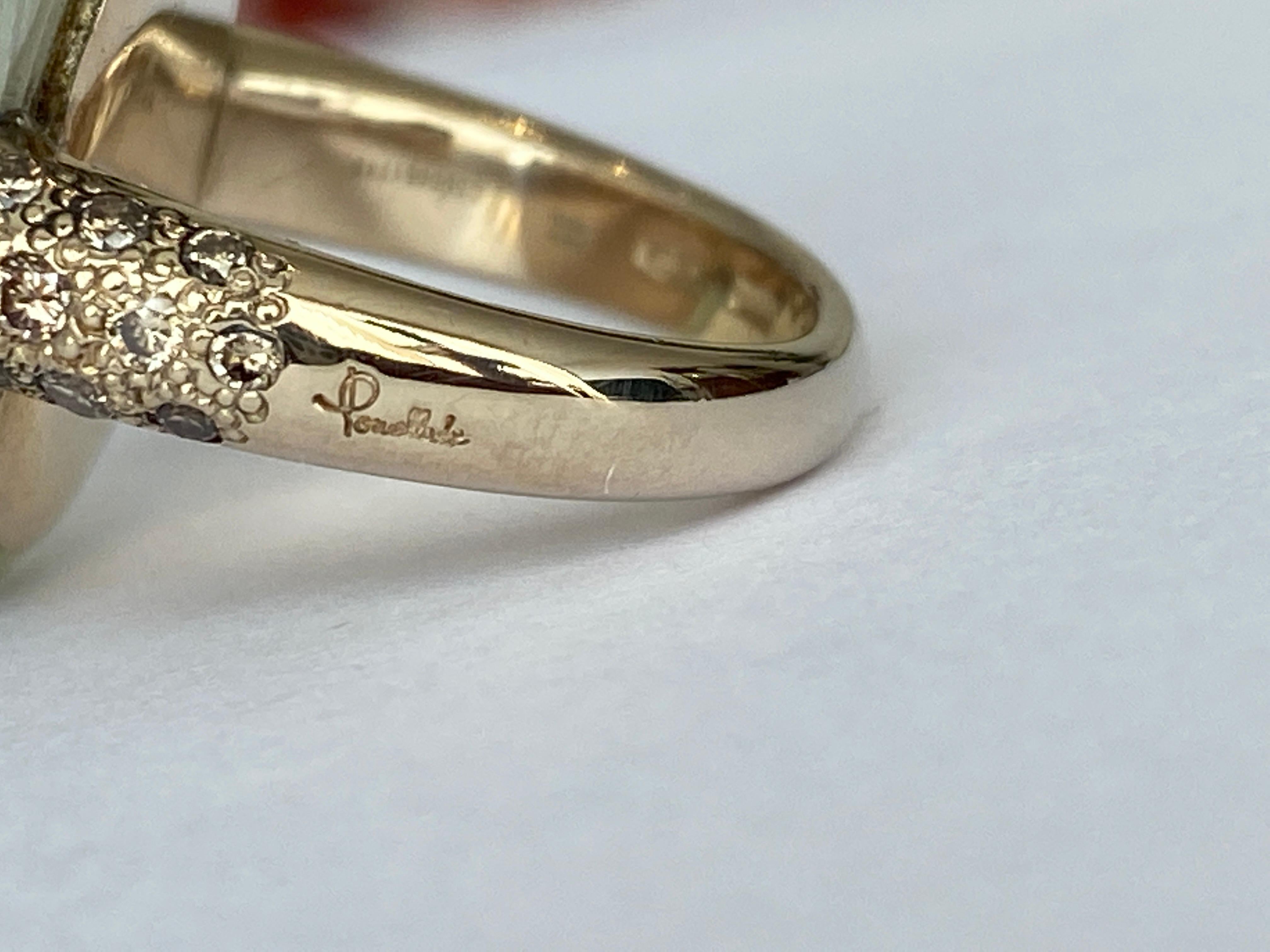 Pomellato Luna Ring aus Gelbgold mit Mondstein im Cabochon-Schliff und cognacfarbenen Diamanten im Angebot 4