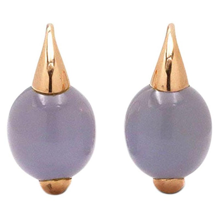 Pomellato Luna Rose Gold and Chalcedony Earrings at 1stDibs