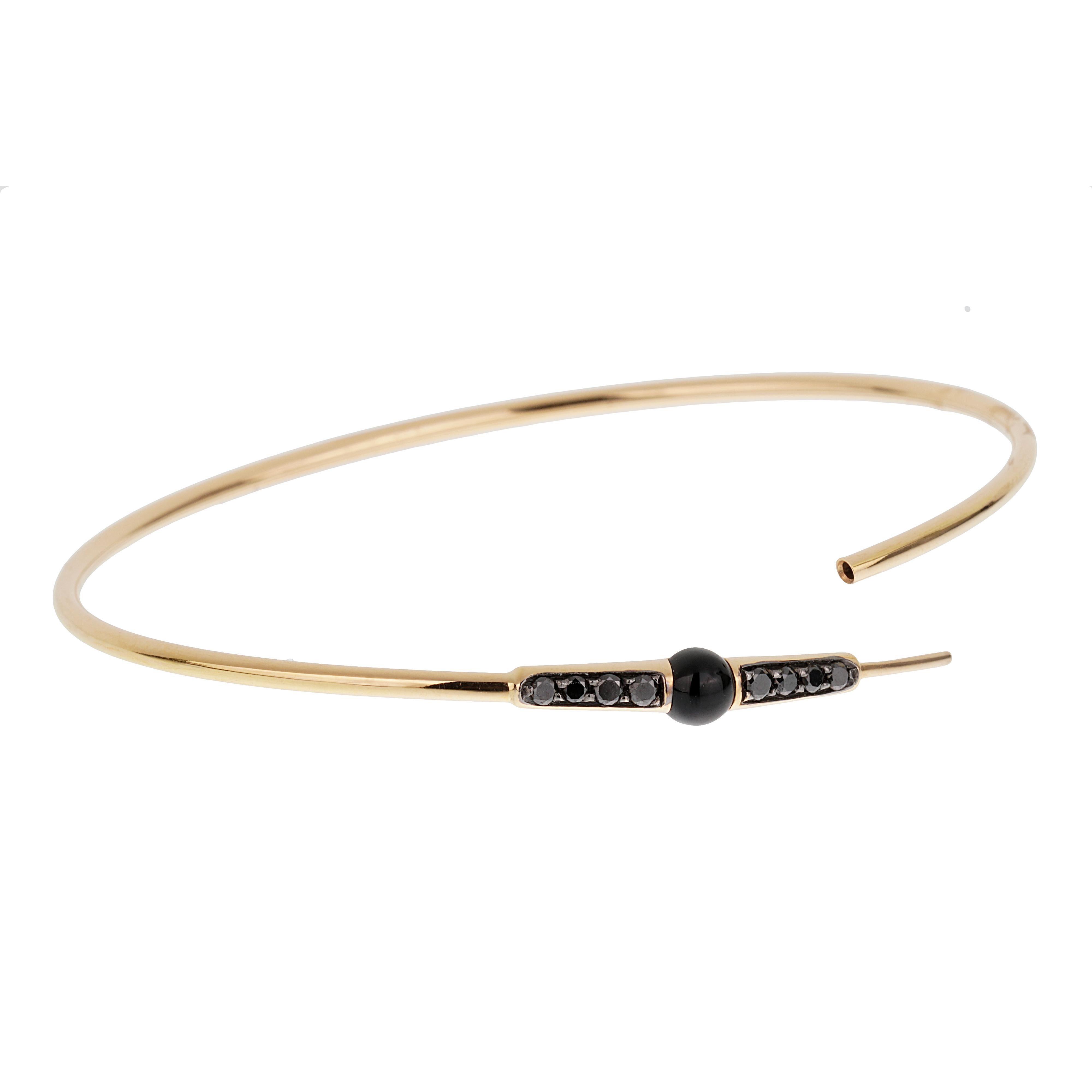 Bracciale M'ama Non M'ama in oro rosa 18k con diamanti e onice di Pomellato In condizioni Nuovo in vendita a Feasterville, PA