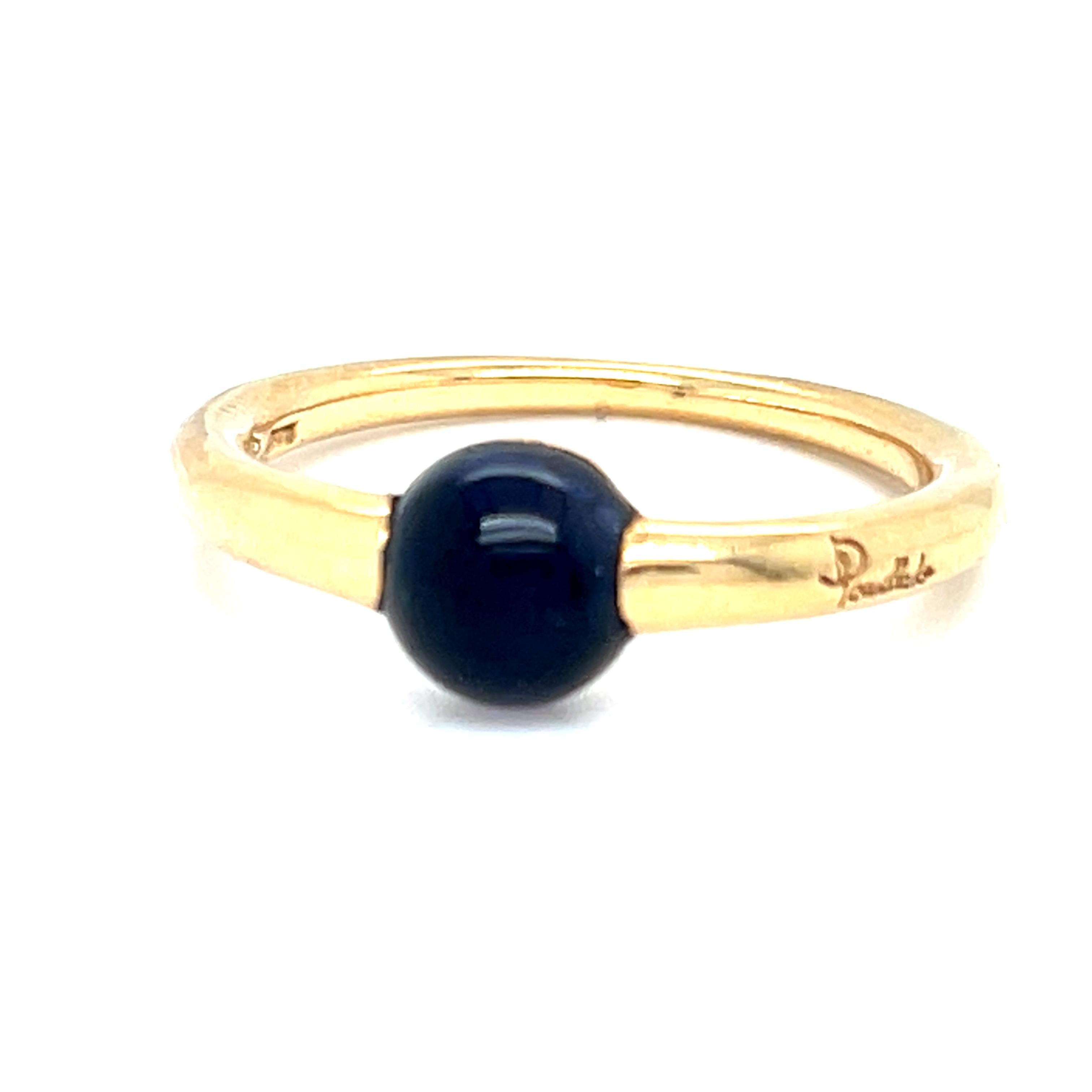 Pomellato M'ama non M'ama 18k Yellow Gold Blue Gemstone Ring Size 6.5 In condizioni buone in vendita a Sherman Oaks, CA