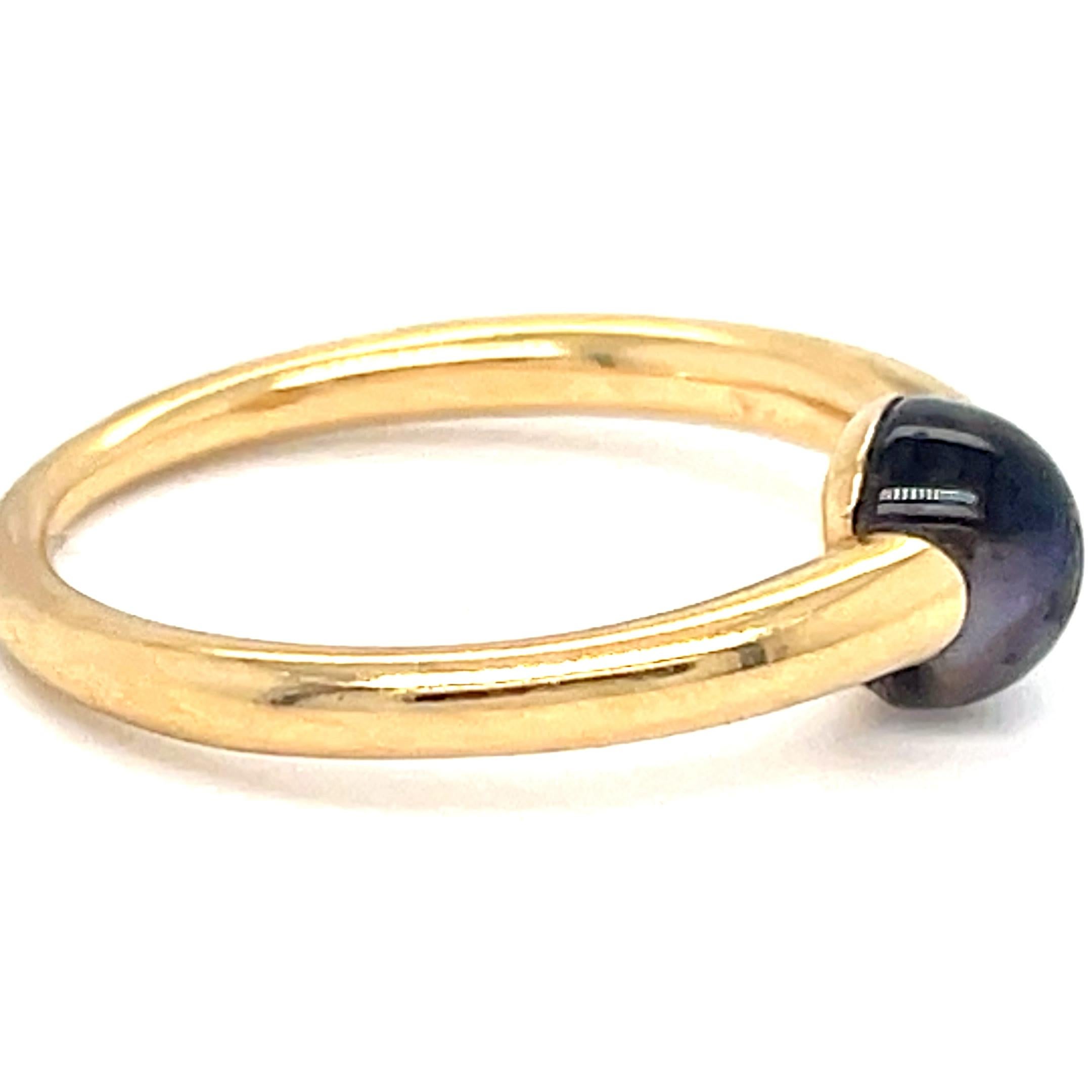 da uomo o donna Pomellato M'ama non M'ama 18k Yellow Gold Blue Gemstone Ring Size 6.5 in vendita