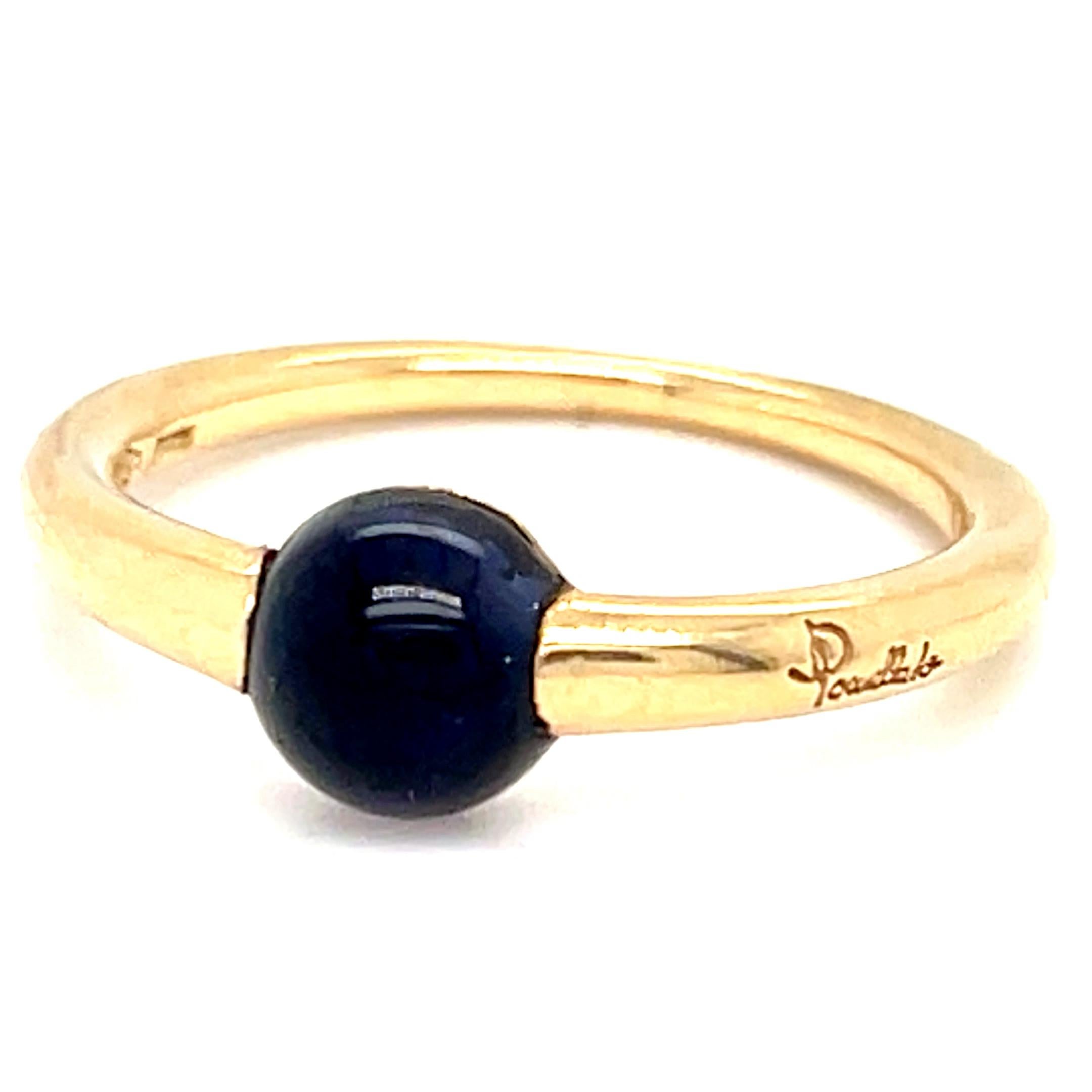 Pomellato M'ama non M'ama 18k Yellow Gold Blue Gemstone Ring Size 6.5 in vendita 3