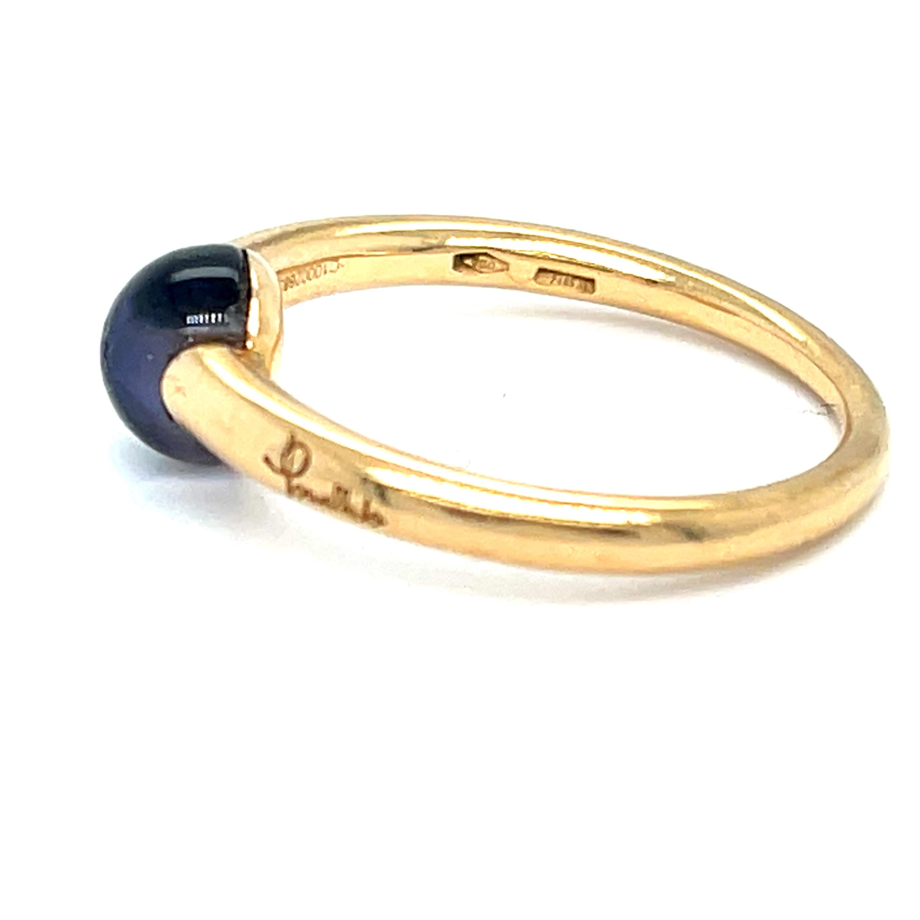 Pomellato M'ama non M'ama 18k Yellow Gold Blue Gemstone Ring Size 6.5 in vendita 4