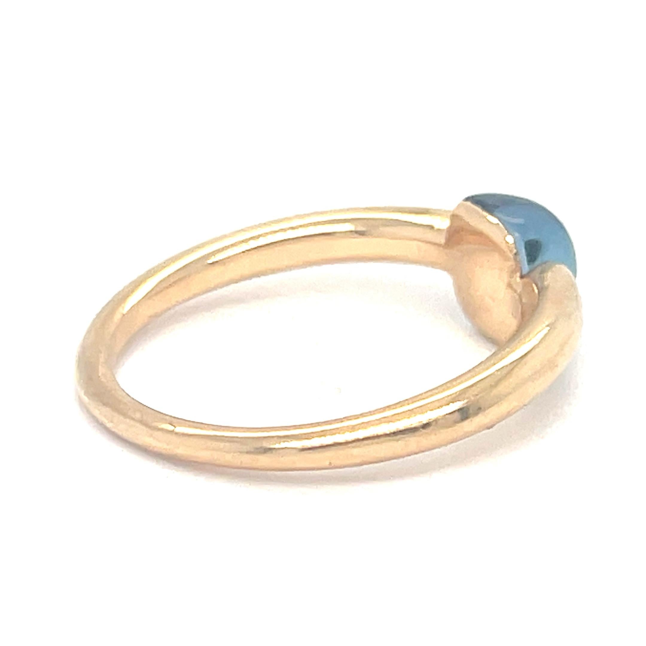 Pomellato M'ama non M'ama 18k Yellow Gold Light Blue Gemstone Ring Size 6.5 in vendita 5