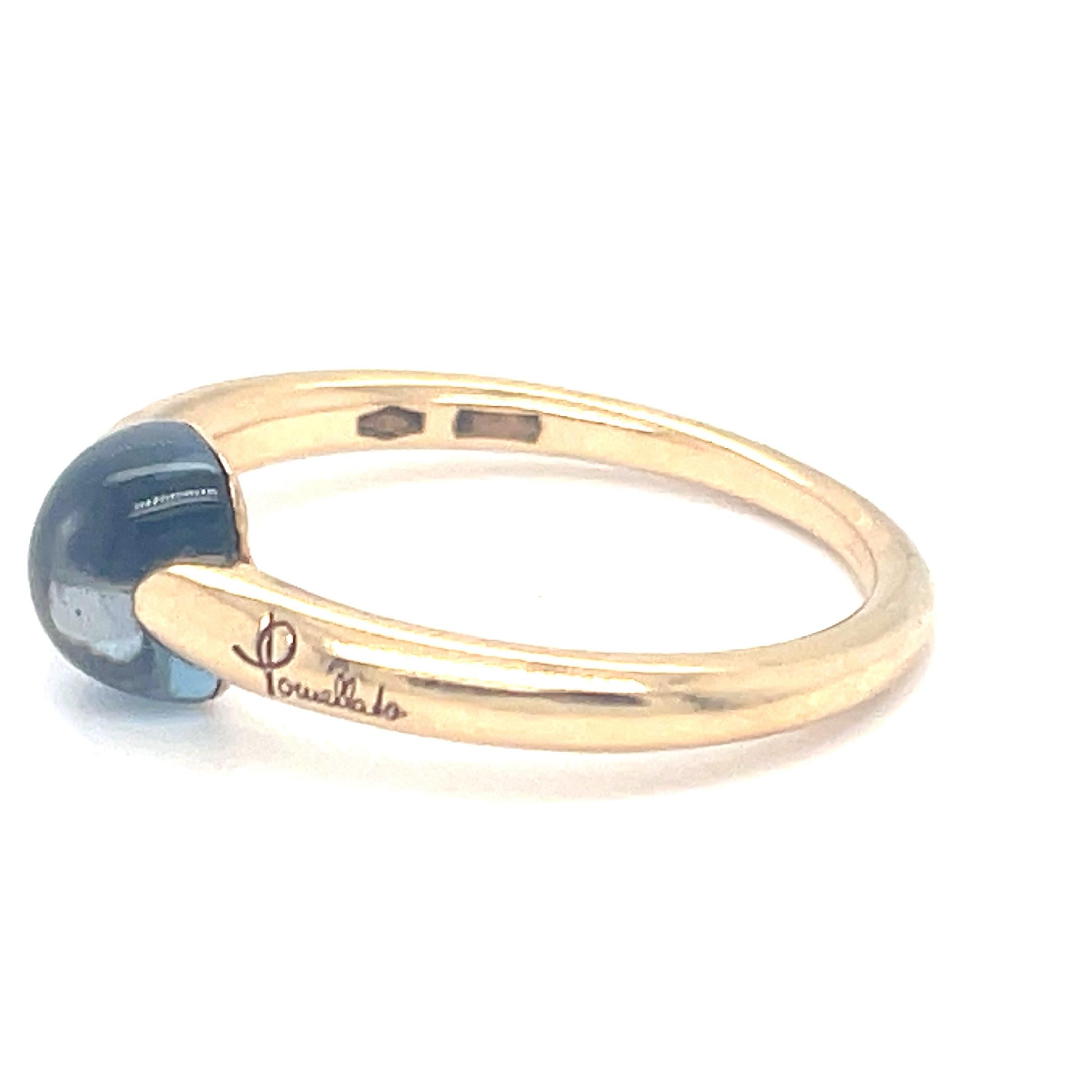 Pomellato M'ama non M'ama 18k Yellow Gold Light Blue Gemstone Ring Size 6.5 in vendita 7