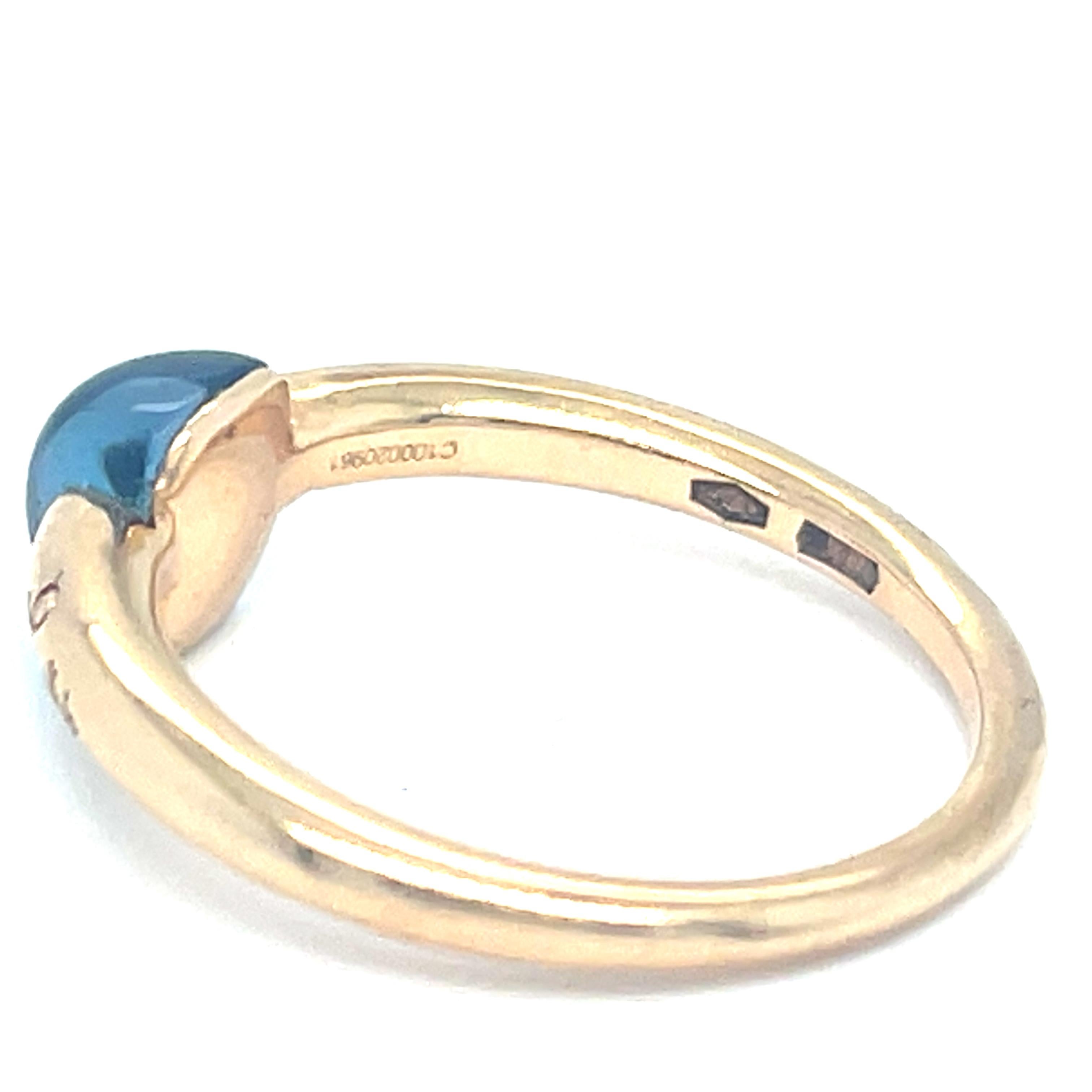 Pomellato M'ama non M'ama 18k Yellow Gold Light Blue Gemstone Ring Size 6.5 In condizioni buone in vendita a Sherman Oaks, CA