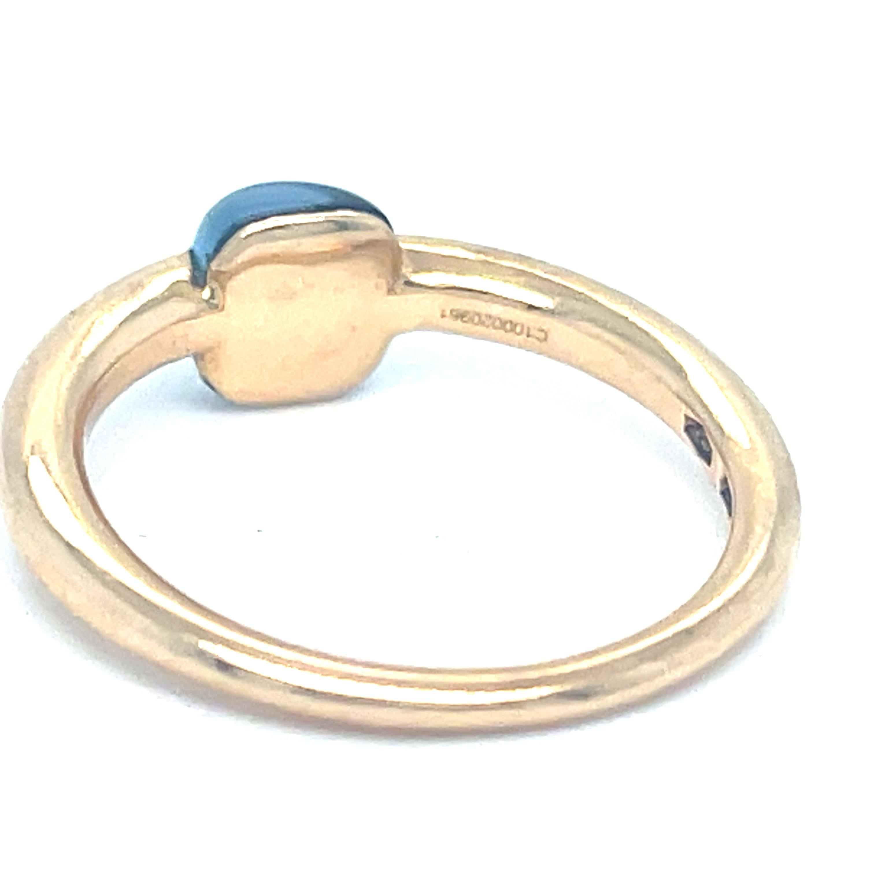 da uomo o donna Pomellato M'ama non M'ama 18k Yellow Gold Light Blue Gemstone Ring Size 6.5 in vendita