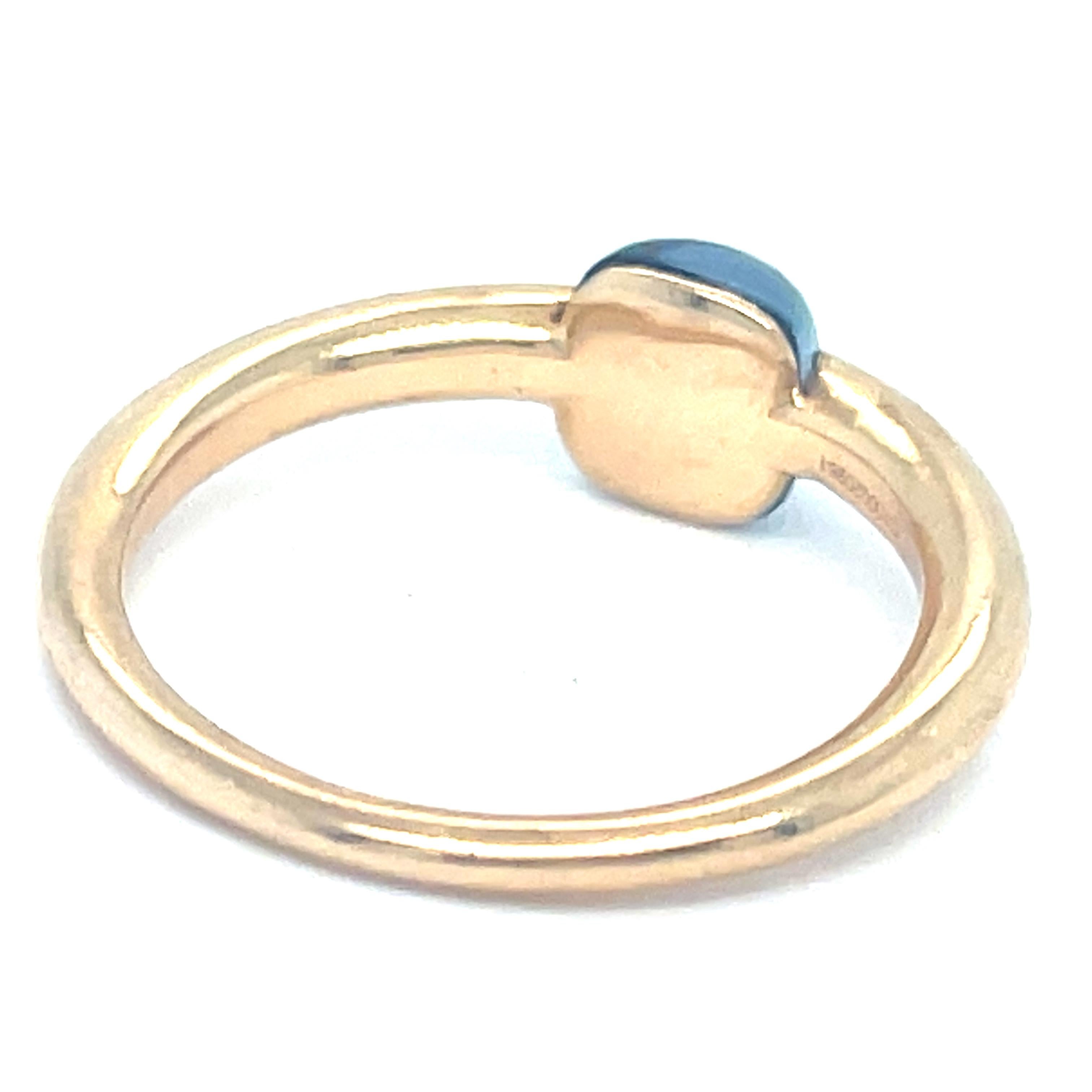 Pomellato M'ama non M'ama 18k Yellow Gold Light Blue Gemstone Ring Size 6.5 in vendita 1