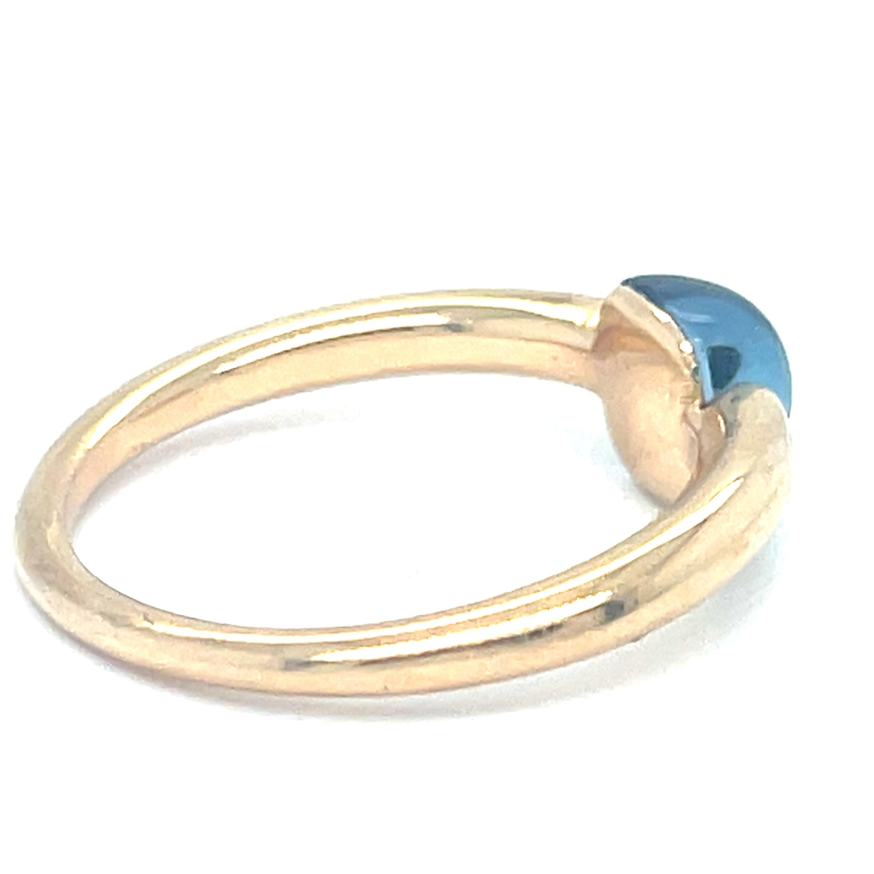 Pomellato M'ama non M'ama 18k Yellow Gold Light Blue Gemstone Ring Size 6.5 in vendita 2