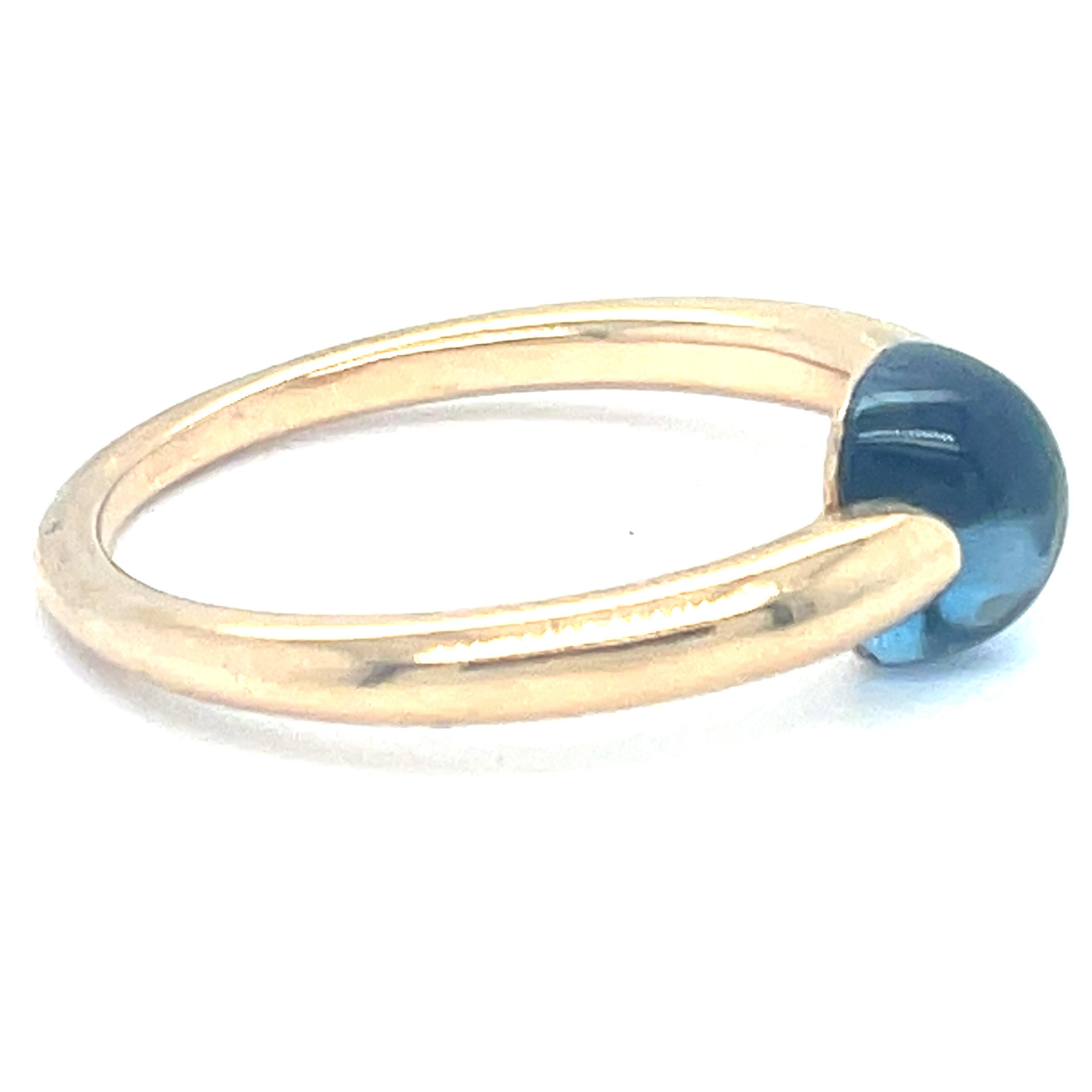 Pomellato M'ama non M'ama 18k Yellow Gold Light Blue Gemstone Ring Size 6.5 in vendita 3