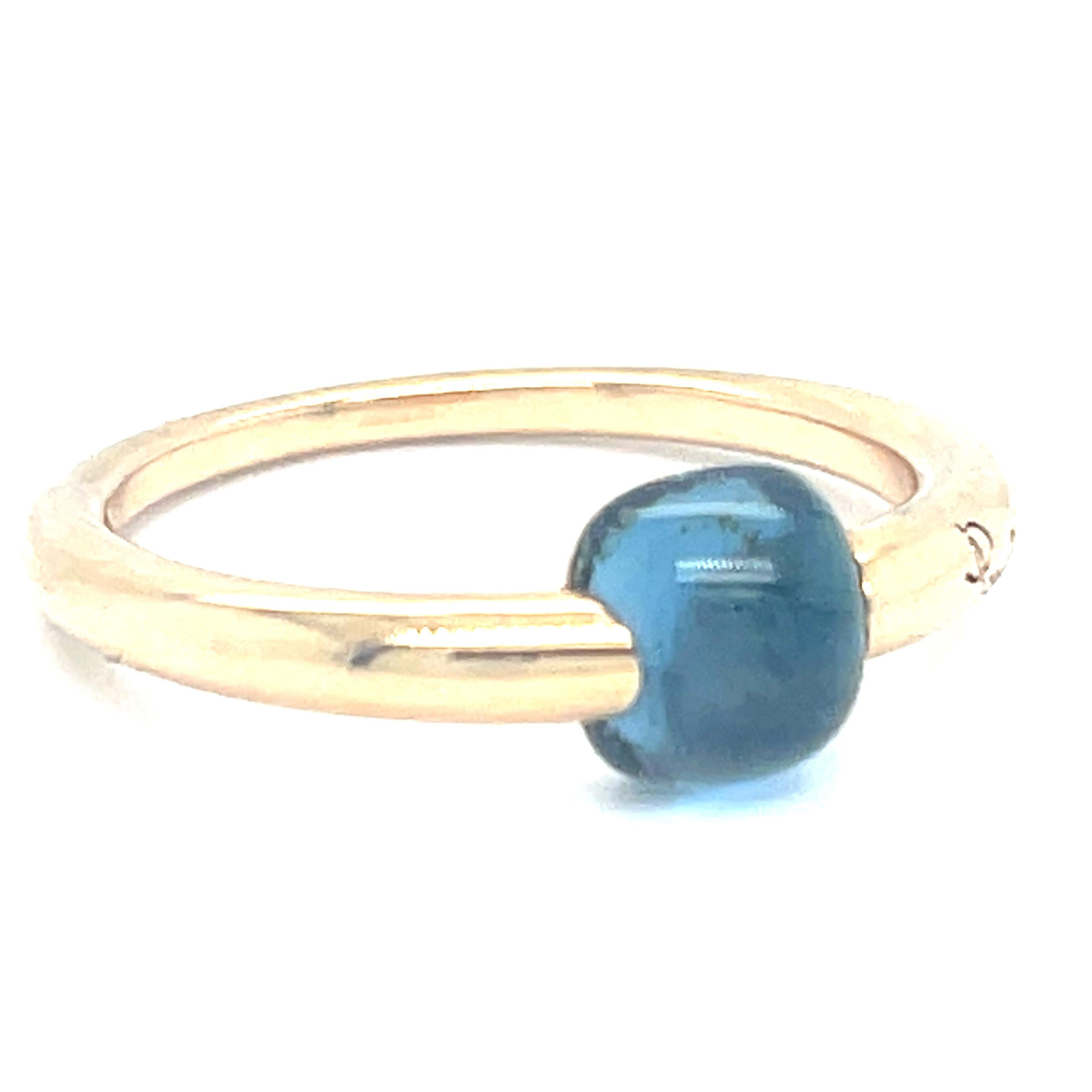 Pomellato M'ama non M'ama 18k Yellow Gold Light Blue Gemstone Ring Size 6.5 in vendita 4
