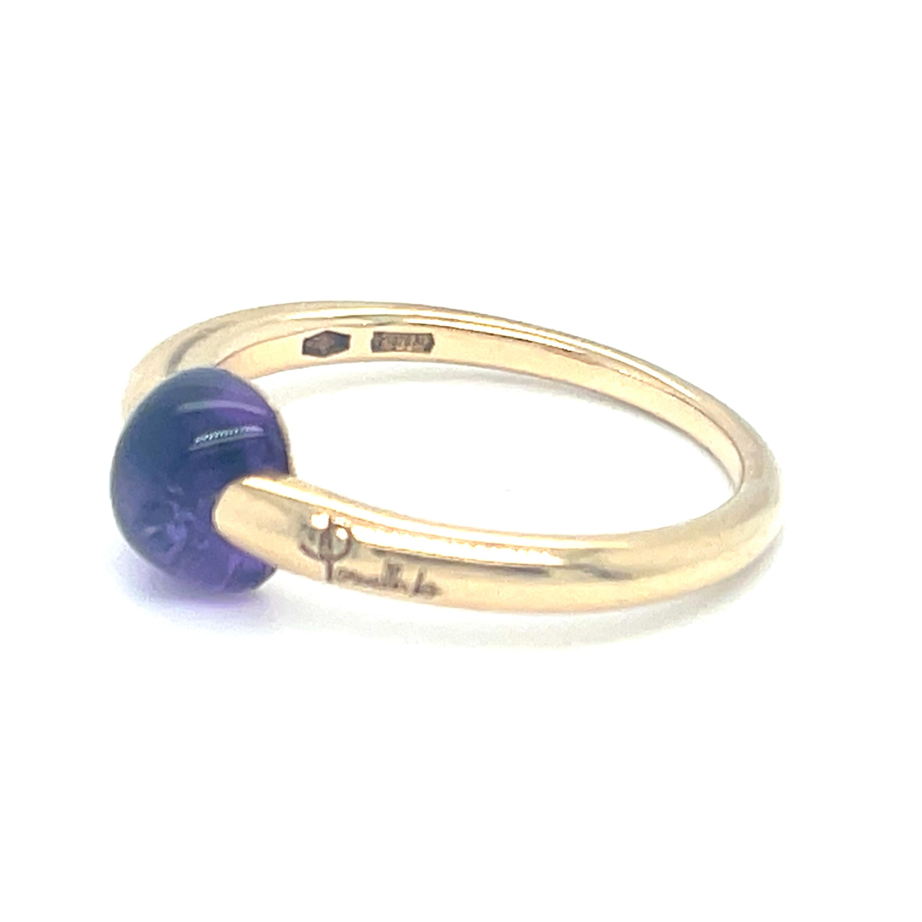 Moderno Pomellato M'ama non M'ama 18k Yellow Gold Purple Gemstone Ring Size 6.5 in vendita