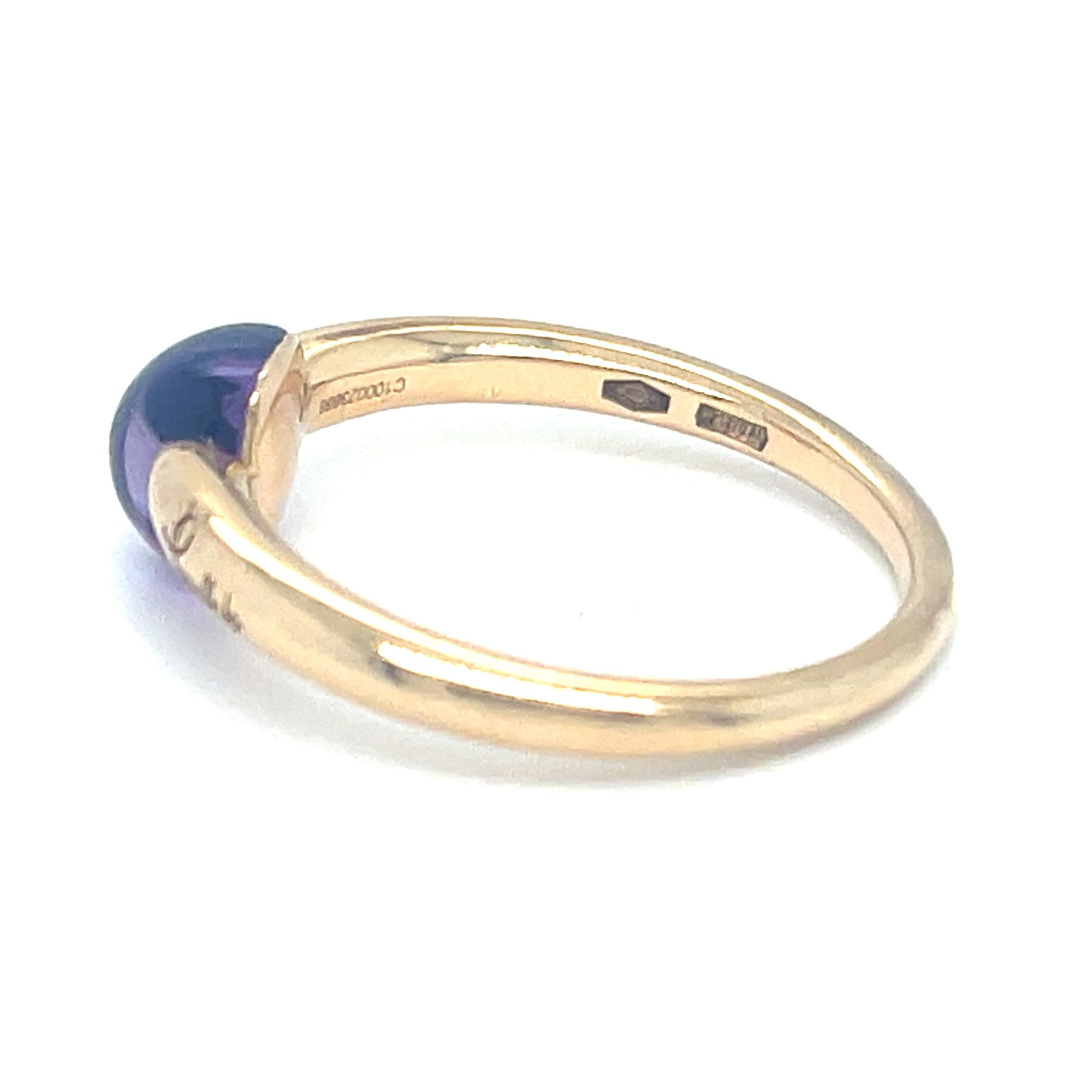 Pomellato M'ama non M'ama 18k Yellow Gold Purple Gemstone Ring Size 6.5 In condizioni buone in vendita a Sherman Oaks, CA