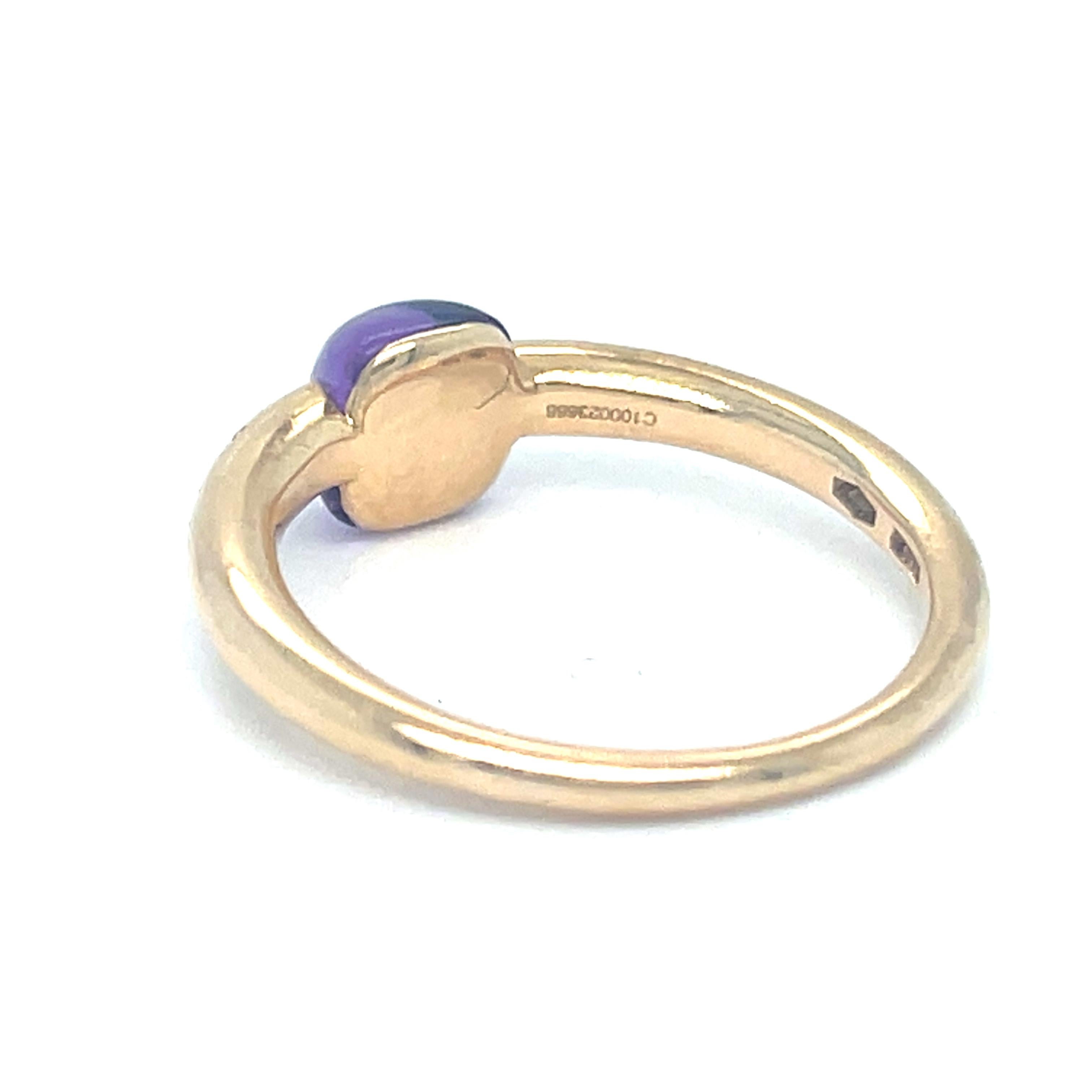 da uomo o donna Pomellato M'ama non M'ama 18k Yellow Gold Purple Gemstone Ring Size 6.5 in vendita