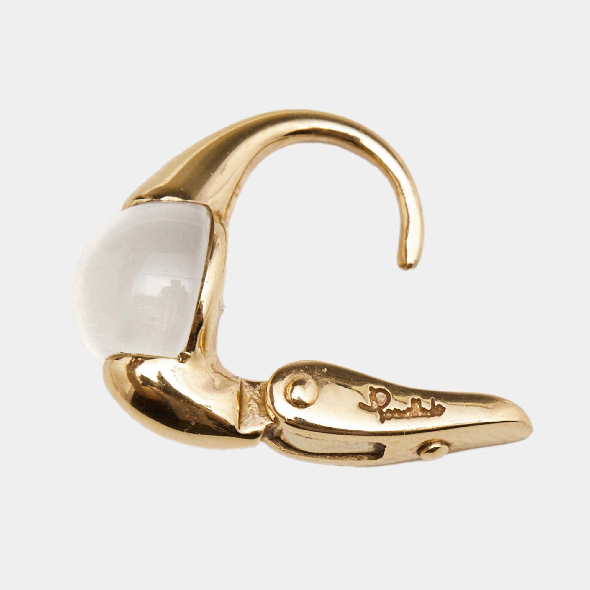 Pomellato M'ama Non M'ama Mondstein-Ohrringe aus 18 Karat Gelbgold im Zustand „Gut“ in Dubai, Al Qouz 2