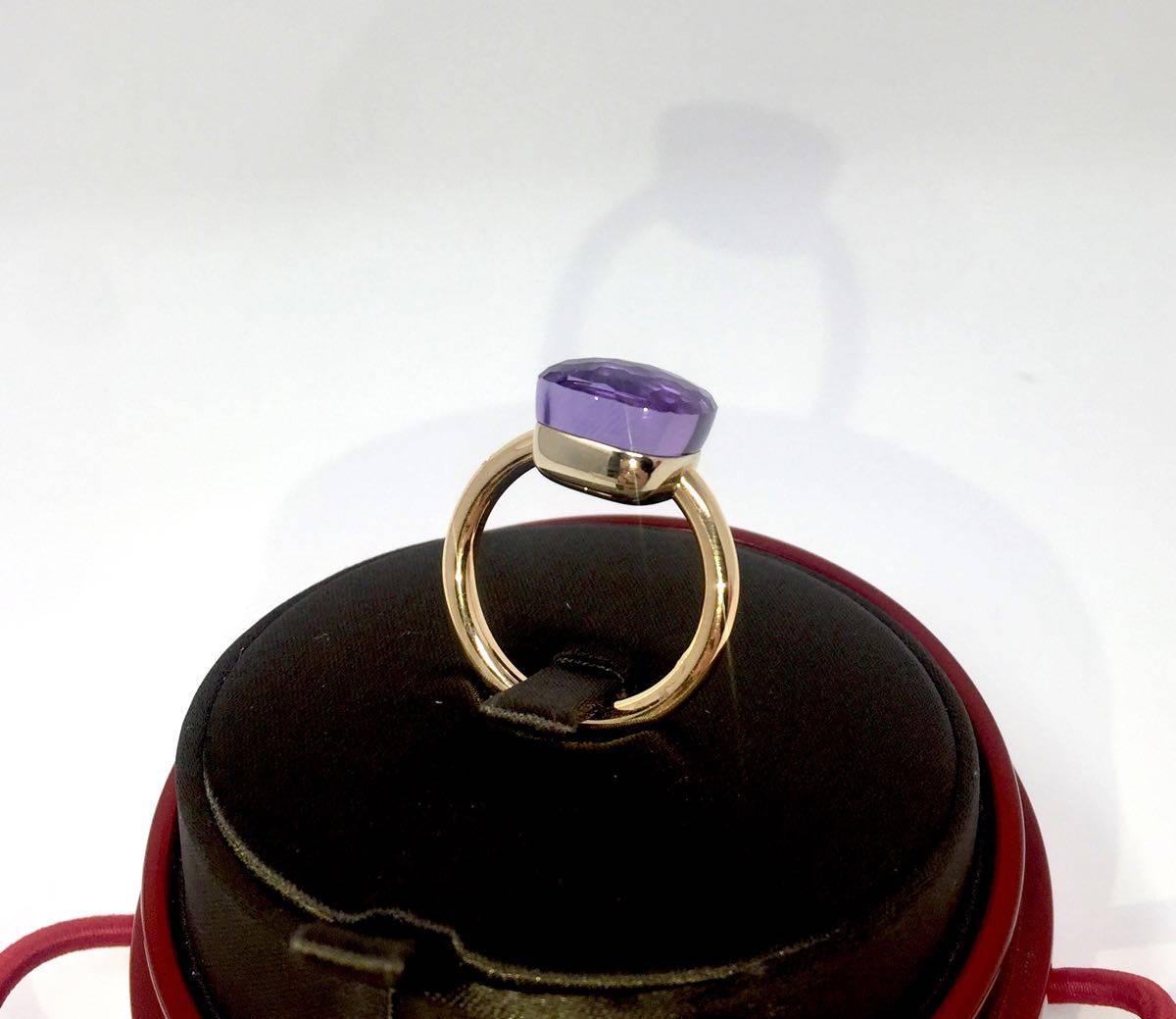 Women's or Men's Pomellato Maxi Nudo Amethyst 18 Karat Pink Gold Ring