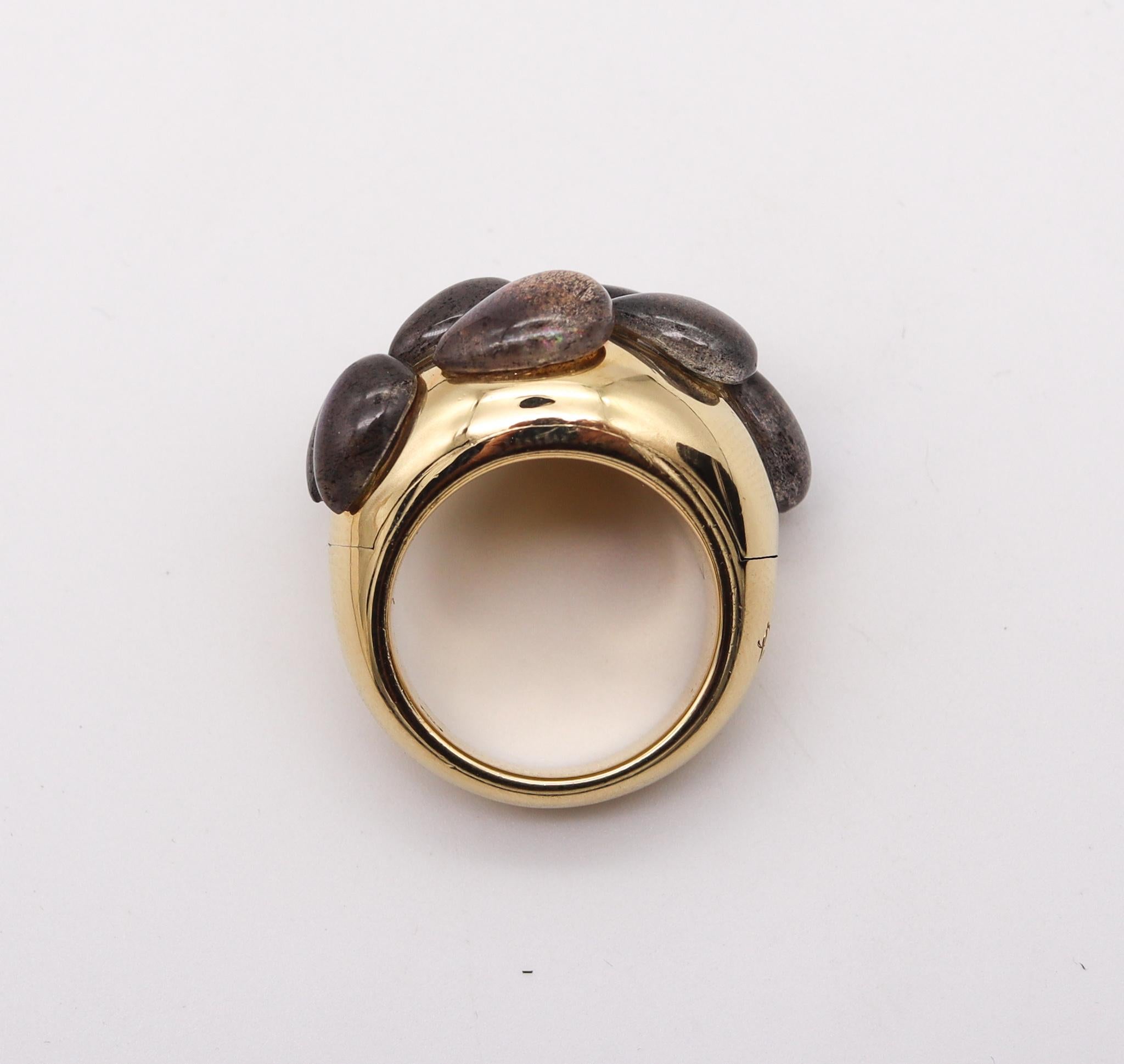 Pomellato Milan Cocktail Ring In 18Kt Gold With 18.5 Ctw In Carved Labradorite For Sale 3