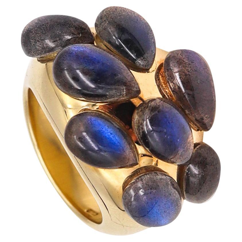 Pomellato Milan Cocktail Ring In 18Kt Gold With 18.5 Ctw In Carved Labradorite For Sale