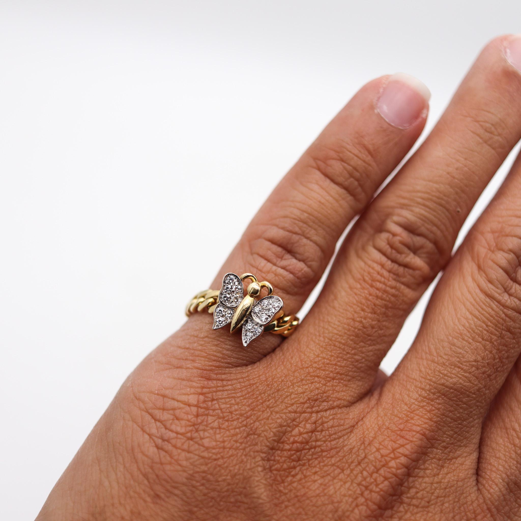 Women's Pomellato Milan Flexible Butterfly Ring In 18Kt Yellow Gold With VS Diamonds