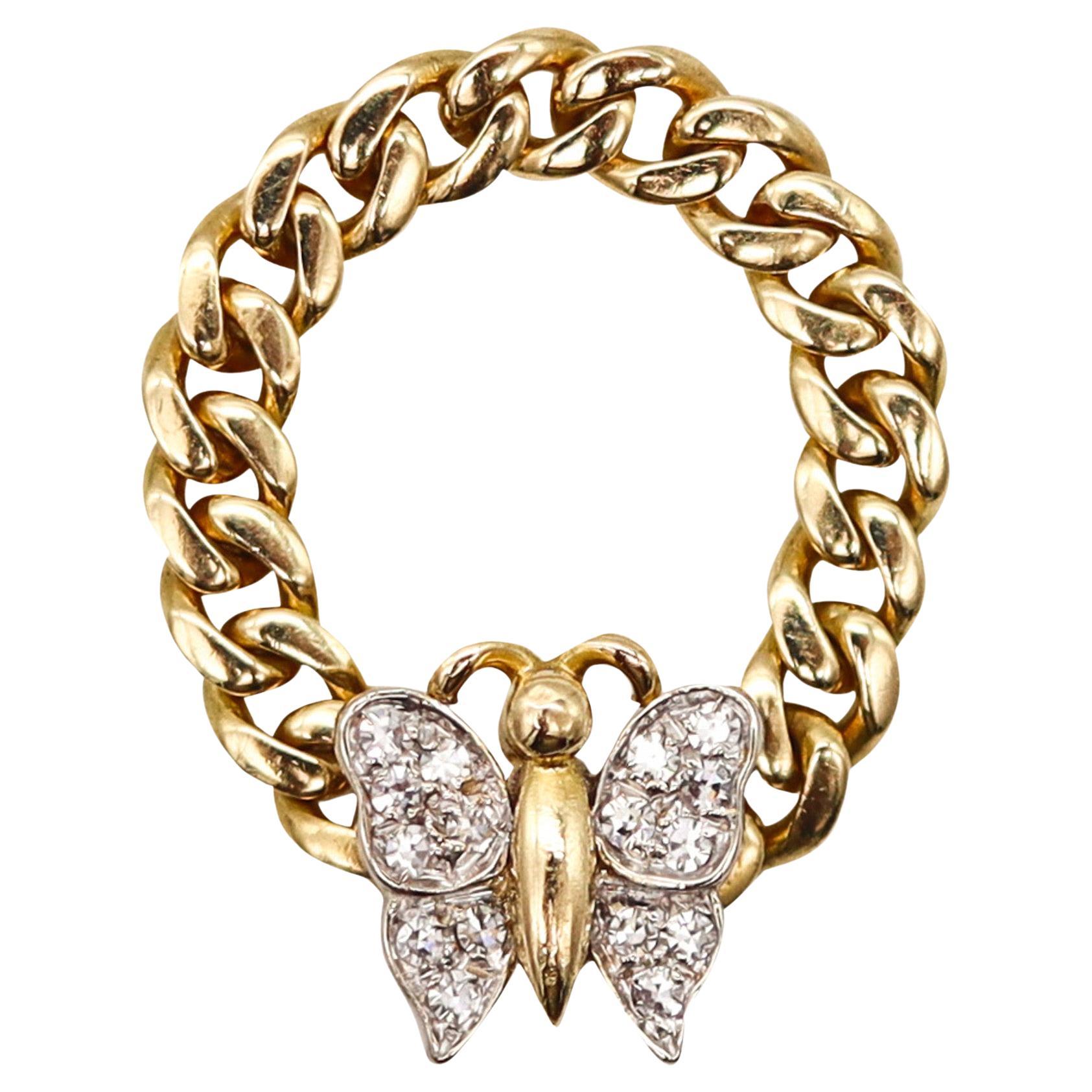 Pomellato Milan Flexible Butterfly Ring In 18Kt Yellow Gold With VS Diamonds