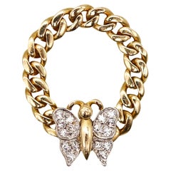 Pomellato Milan Flexible Butterfly Ring In 18Kt Yellow Gold With VS Diamonds