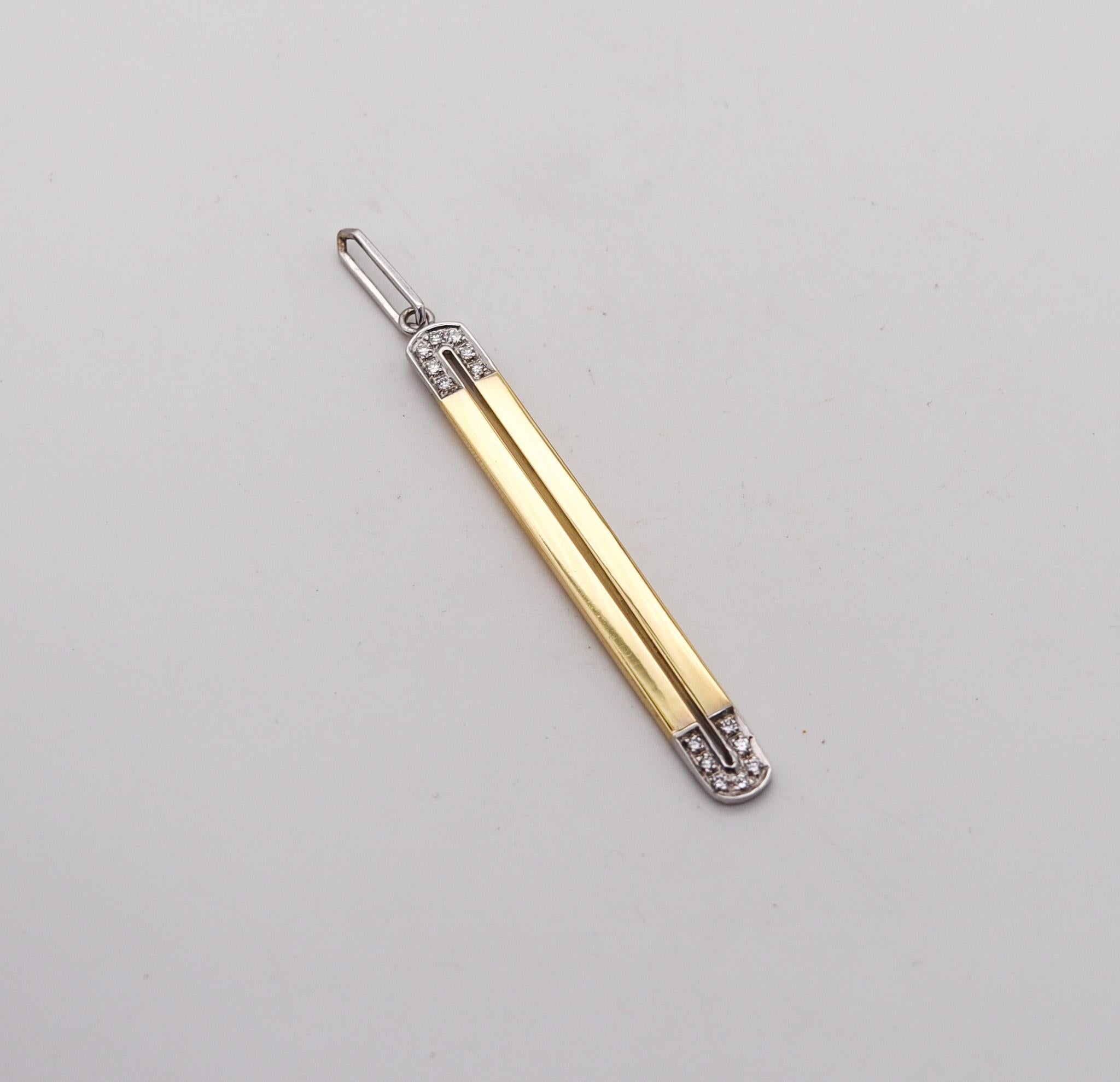 Modernist Pomellato Milan Geometric Pendant In 18Kt Yellow Gold With VS Diamonds For Sale