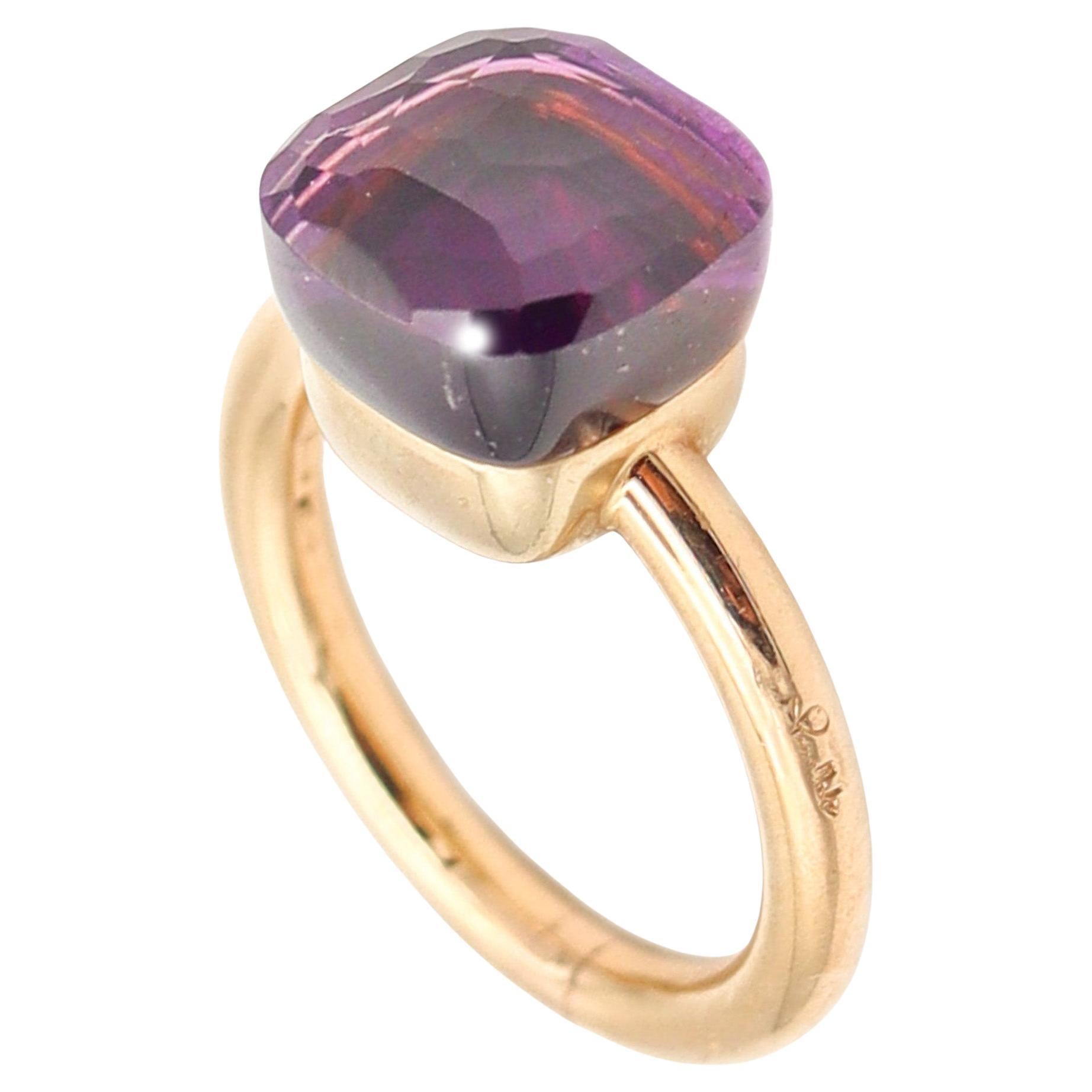 POMELLATO Milan Nudo Ring In 18Kt Yellow Gold With 6.45 Cwt. Amethyst For Sale