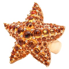 POMELLATO Milan Starfish Cocktail Ring 18Kt Yellow Gold With 11.13 Ctw Citrines