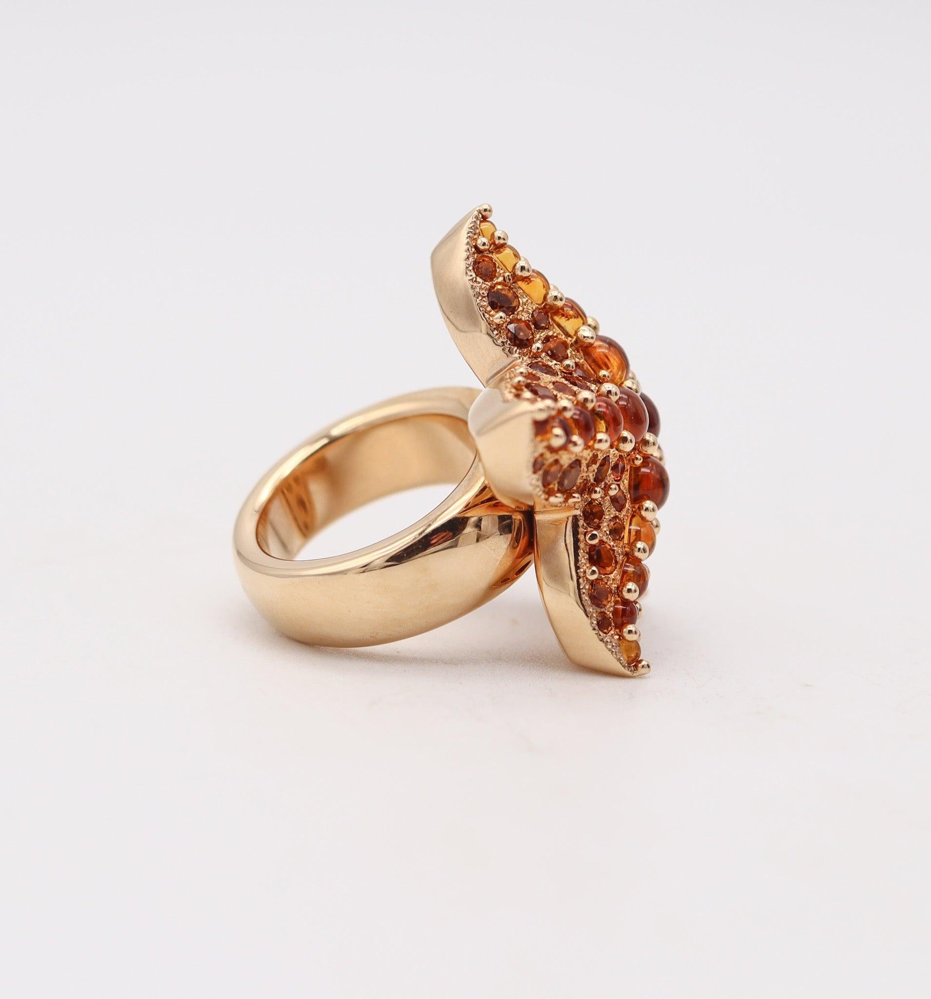 Brilliant Cut POMELLATO Milan Starfish Cocktail Ring In 18Kt Yellow Gold With 6.76 Ctw Madeira For Sale
